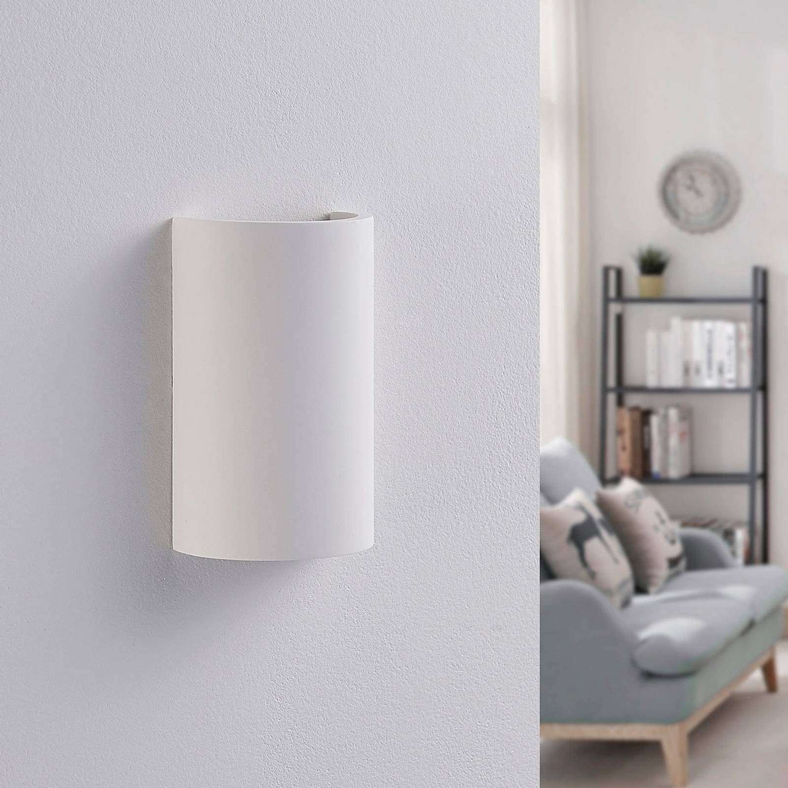 Lindby Wandleuchte Jenke, LED, Gips Weiß warmweiß IP20, 2 x 2,5 W LED, warmweiß