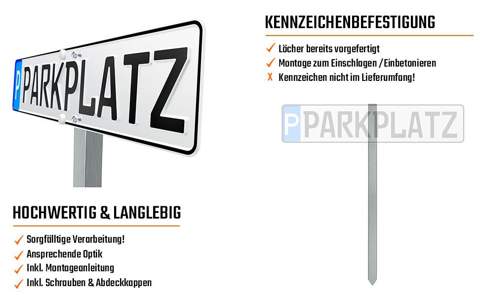 L & P Car Design Kennzeichenhalter Einschlagpfosten Edelstahl Befestigung für Parkplatzkennzeichen – Bild 5 von 5