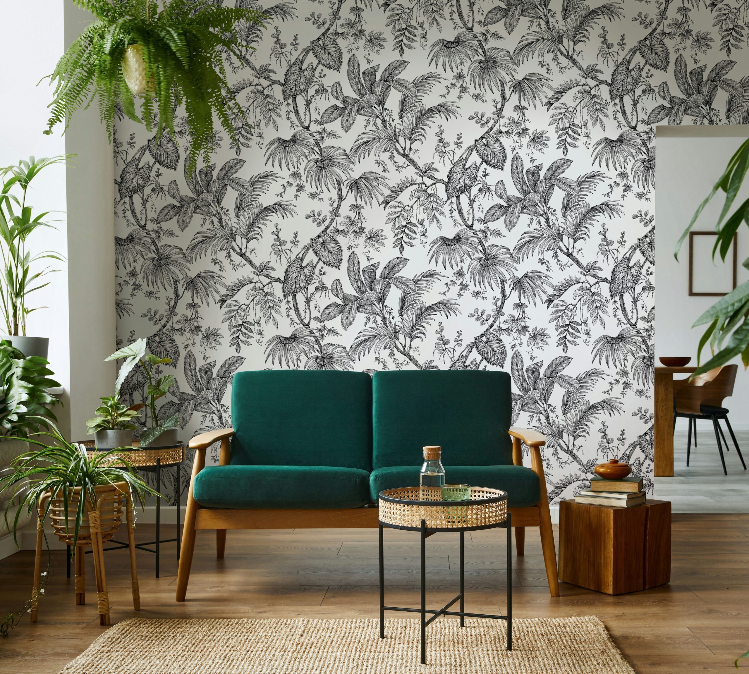 Marburg Fototapete Botanical Jungle, botanisch, moderne Tapete für Wohnzimmer Schlafzimmer Küche