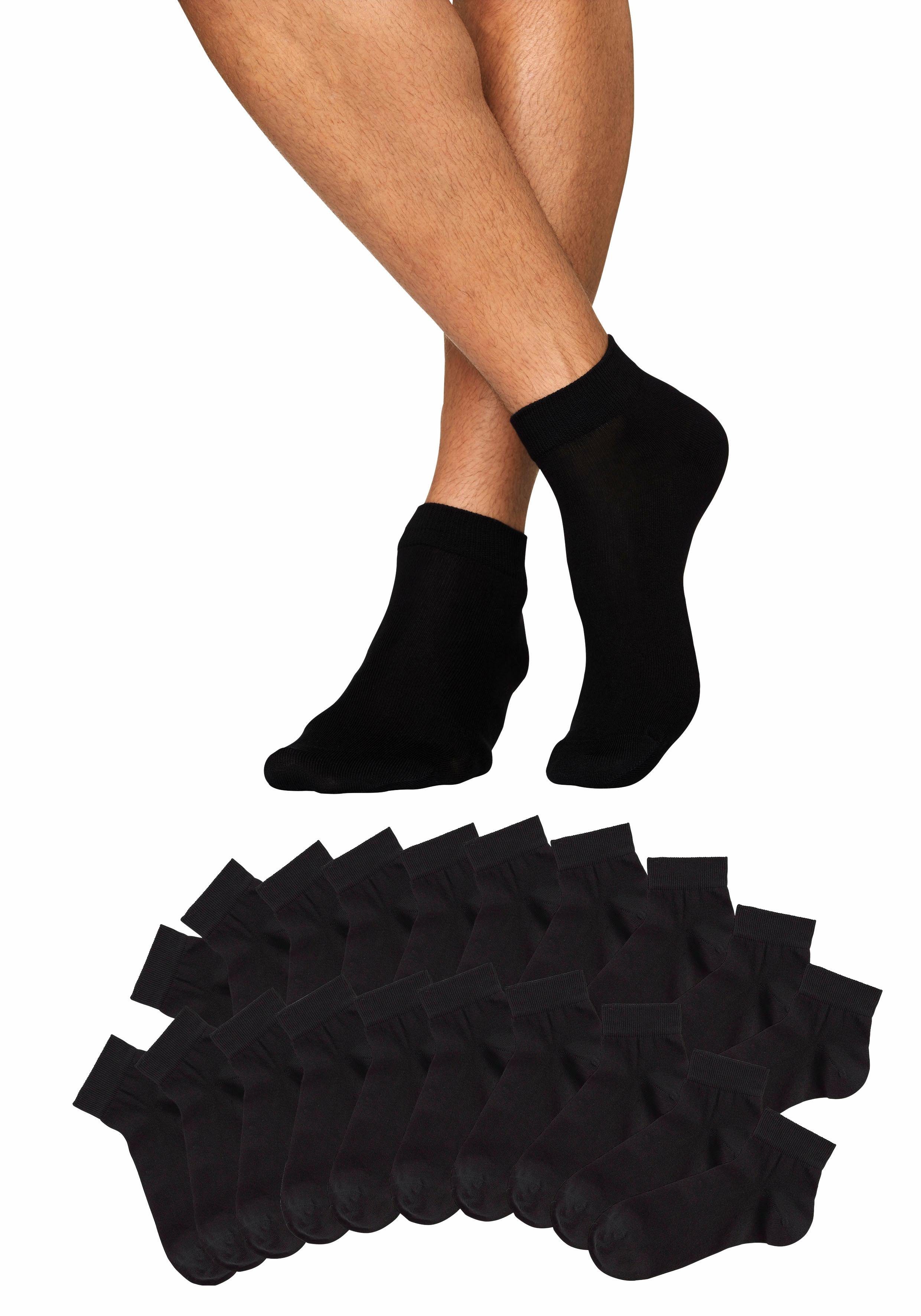 H.I.S Kurzsocken für Damen und Herren, perfekt zu sortieren, mit farbigen Innenbündchen (Box, 20-Paar, Gr. 35-38 bis 47-48) in praktischer Geschenkbox für Beruf und Freizeit