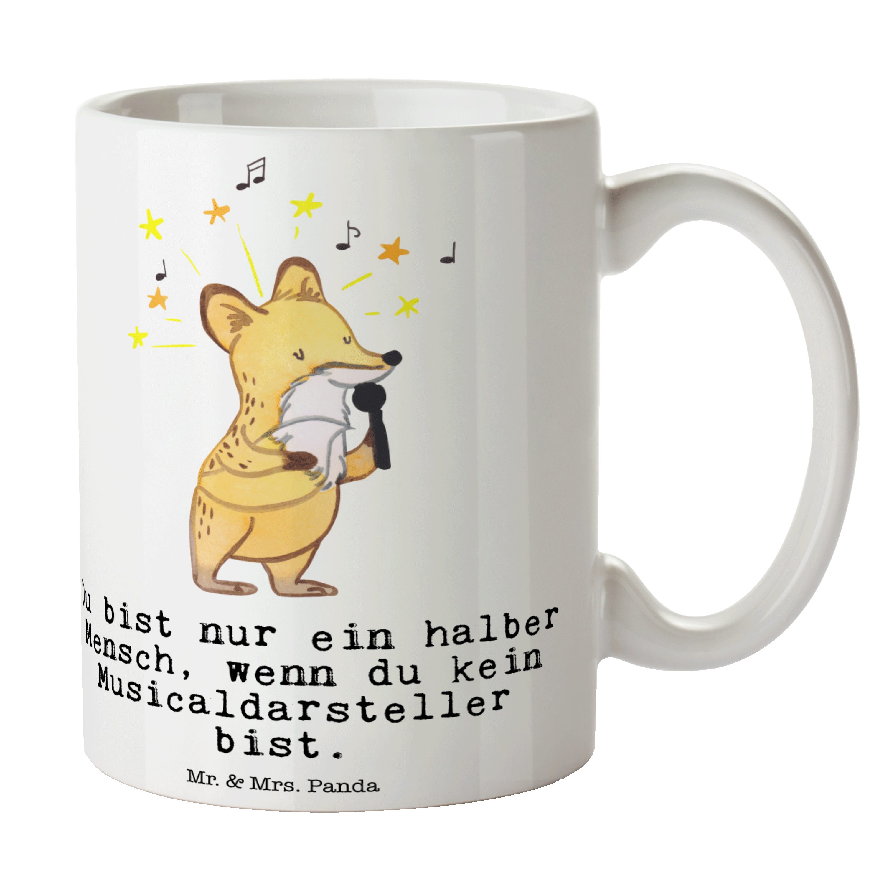 Geschenk, mit Mr. Mrs. Keramik Musicaldarsteller Tasse - Geschenk & Herz Porzell, Tasse, Weiß - Panda