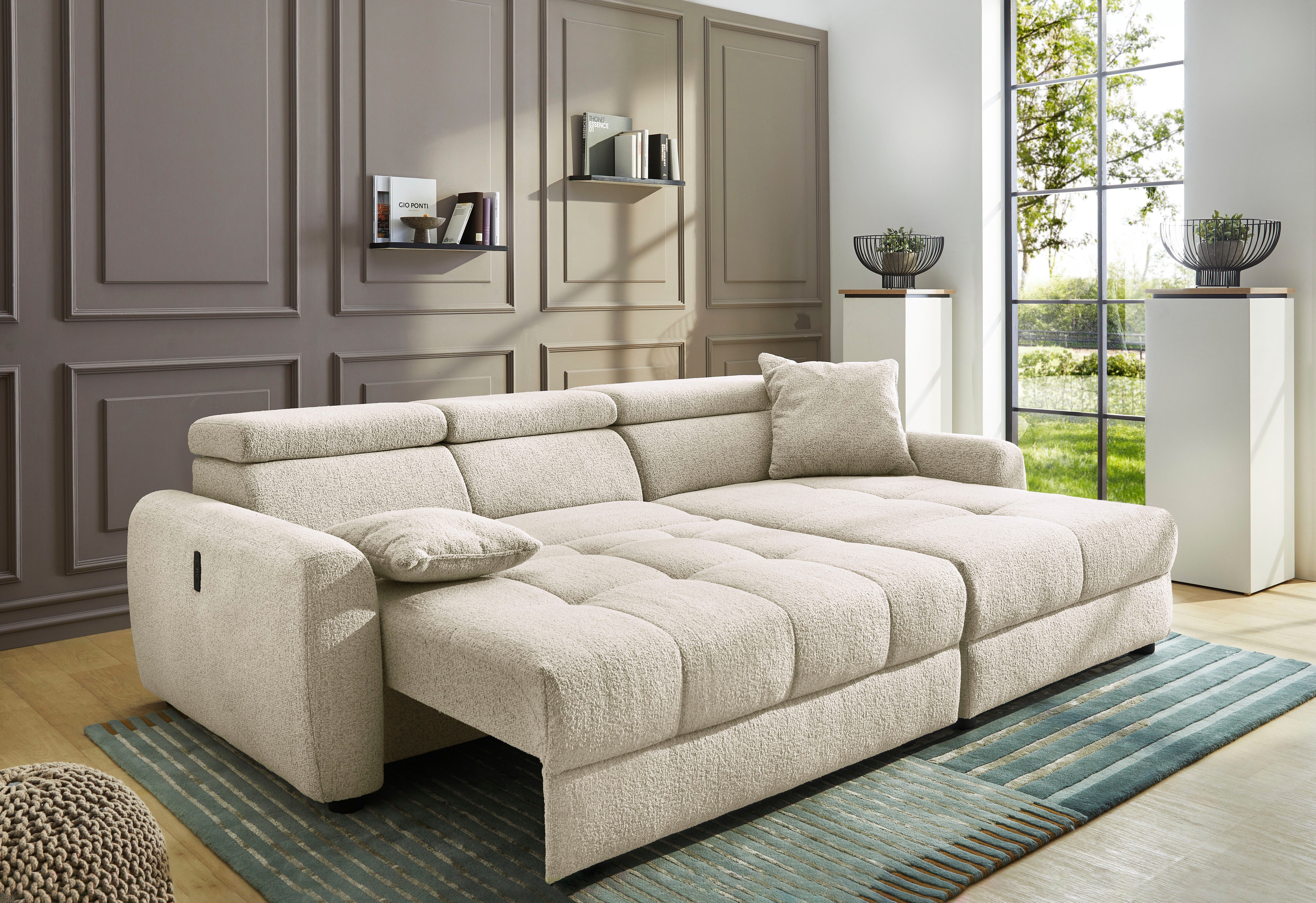 Jockenhöfer Gruppe Ecksofa Move L-Form, B: 270 cm, mit 60 cm elektr. Sitztiefenverstellung, 140kg Belastbarkeit je Sitz, Kopfteilverstellung & USB-Anschluss