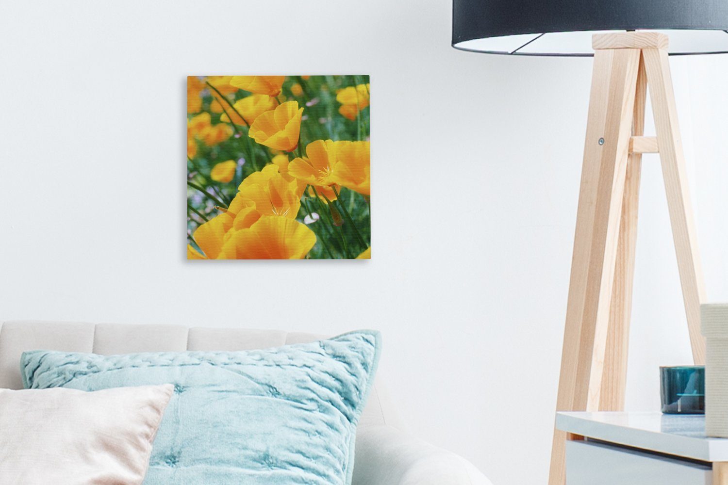 Garten - für St), Schlafzimmer - Blumen bunt OneMillionCanvasses® Wohnzimmer Leinwand Orange, Bilder Leinwandbild (1