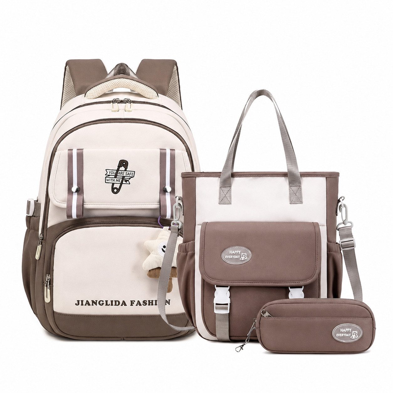 MOPUEA Schulrucksack Schulrucksack-Set Jungen Teenager coole Camouflage-Büchertaschen (3-tlg), Rucksack Wasserabweisend mit Lunchbox, Federmäppchen, 3-teilig