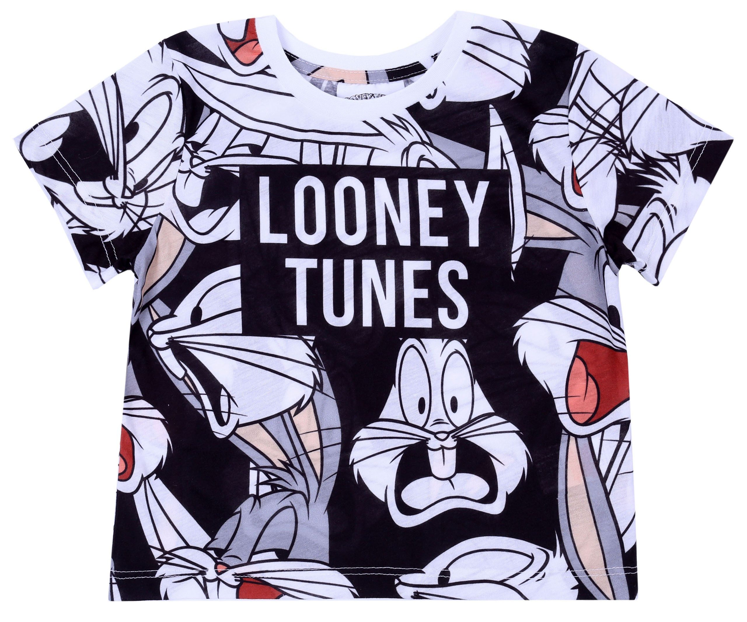 Kurzarmbluse Weiß-graues T-Shirt Bugs Bunny Looney Tunes 5-6 Jahre