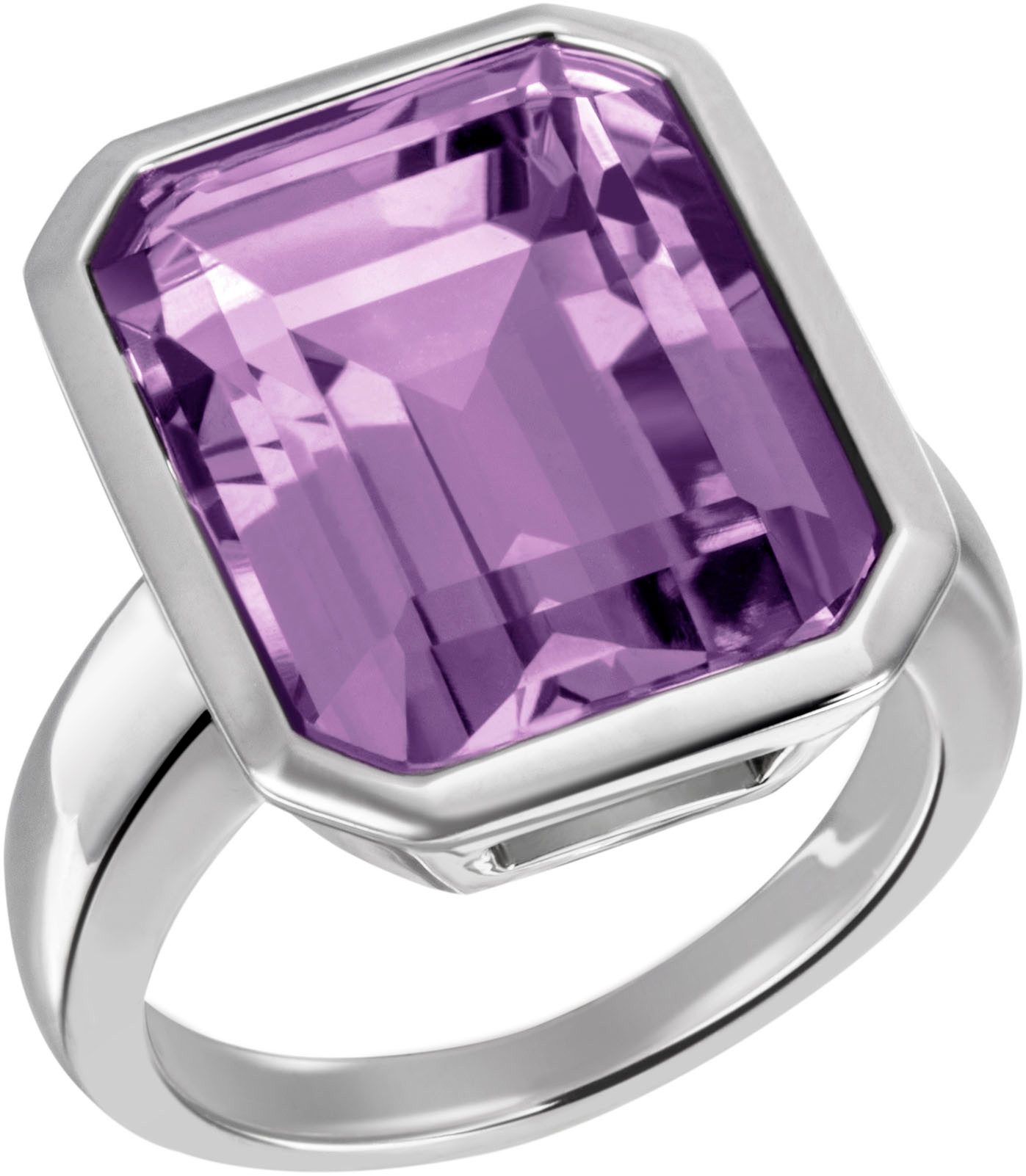 Firetti Fingerring Schmuck Geschenk Silber 925 Silberring Ring Quadrat, mit Amethyst oder Topas