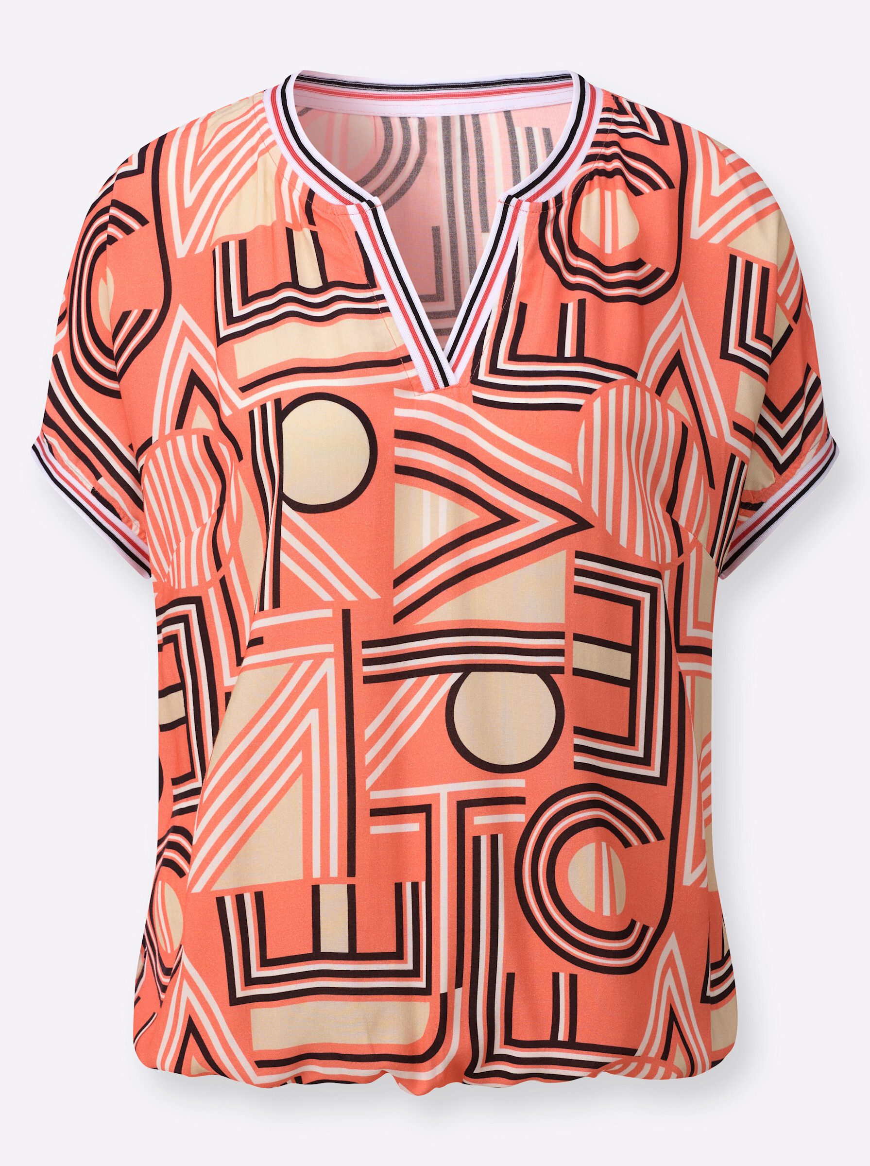 Klassische Bluse Druck-Bluse Kurzarm