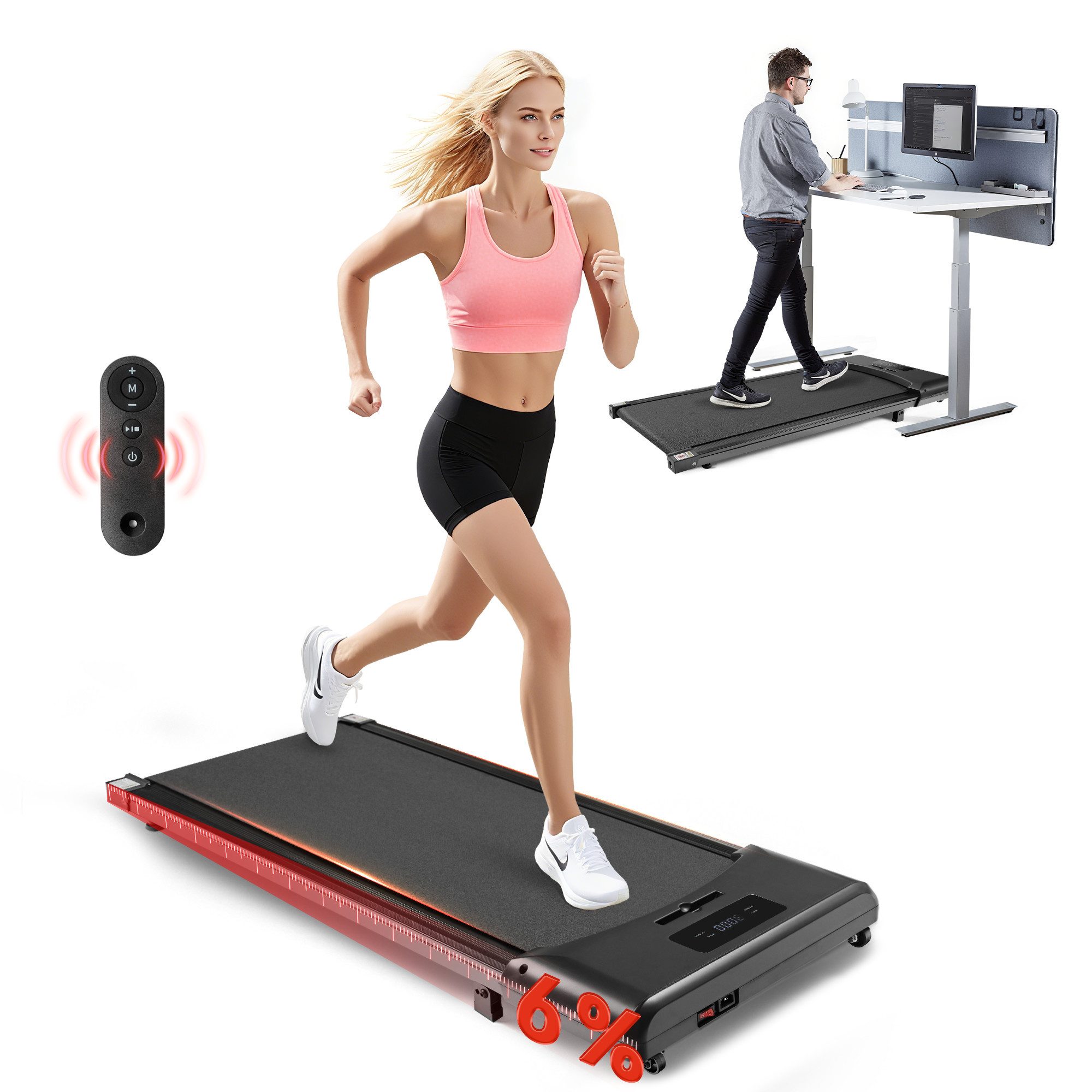 Nettlife Laufband klappbar Zuhause Leise Treadmill LED Anzeige Fernbedienung Walking Pad (Ohne Armlehnen), 0,75 HP-Dauer- und 2,0 HP-Spitzenmotor, Geschwindigkeiten von 1–6 km/h