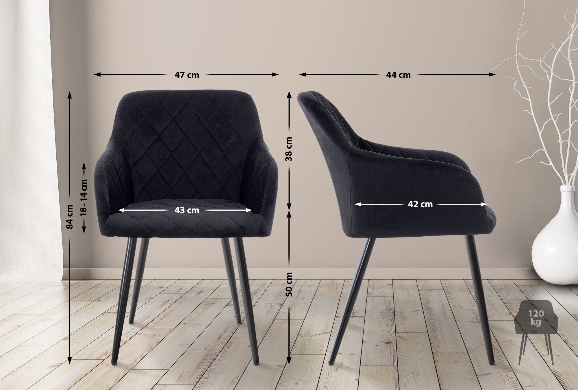 CLP Küchenstuhl Shila (4er Set), Metall, günstig online kaufen
