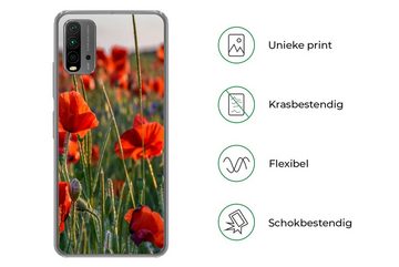 MuchoWow Handyhülle Blumen - Mohnblumen - Natur - Rot, Phone Case, Handyhülle Xiaomi Redmi 9T, Silikon, Schutzhülle