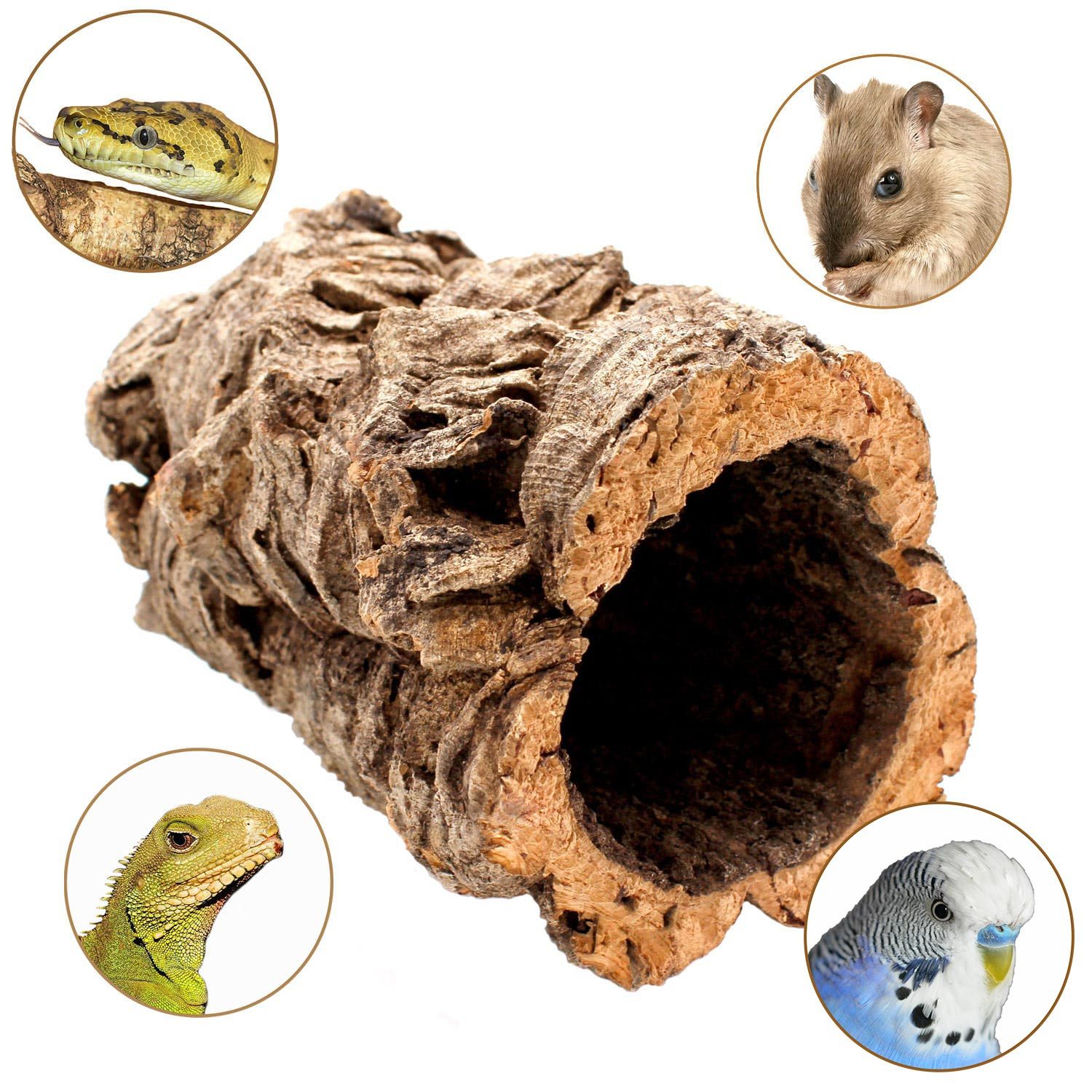 halmland Vogelspielplatz Korkröhre 20cm für Nager, Hamster, Wellensittiche, Reptilien Naturkork