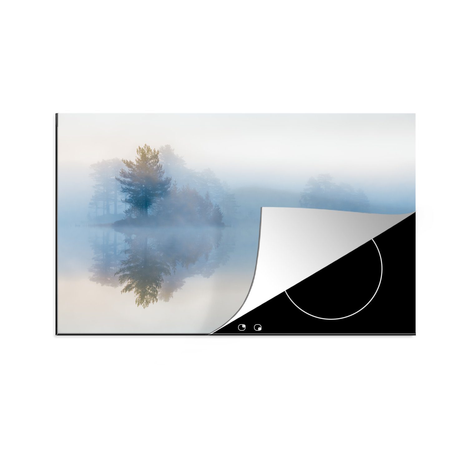 cm, Nebel Vinyl, MuchoWow Induktionskochfeld Schutz küche, Bäumen, Herdblende-/Abdeckplatte die 81x52 (1 zwischen tlg), für Ceranfeldabdeckung