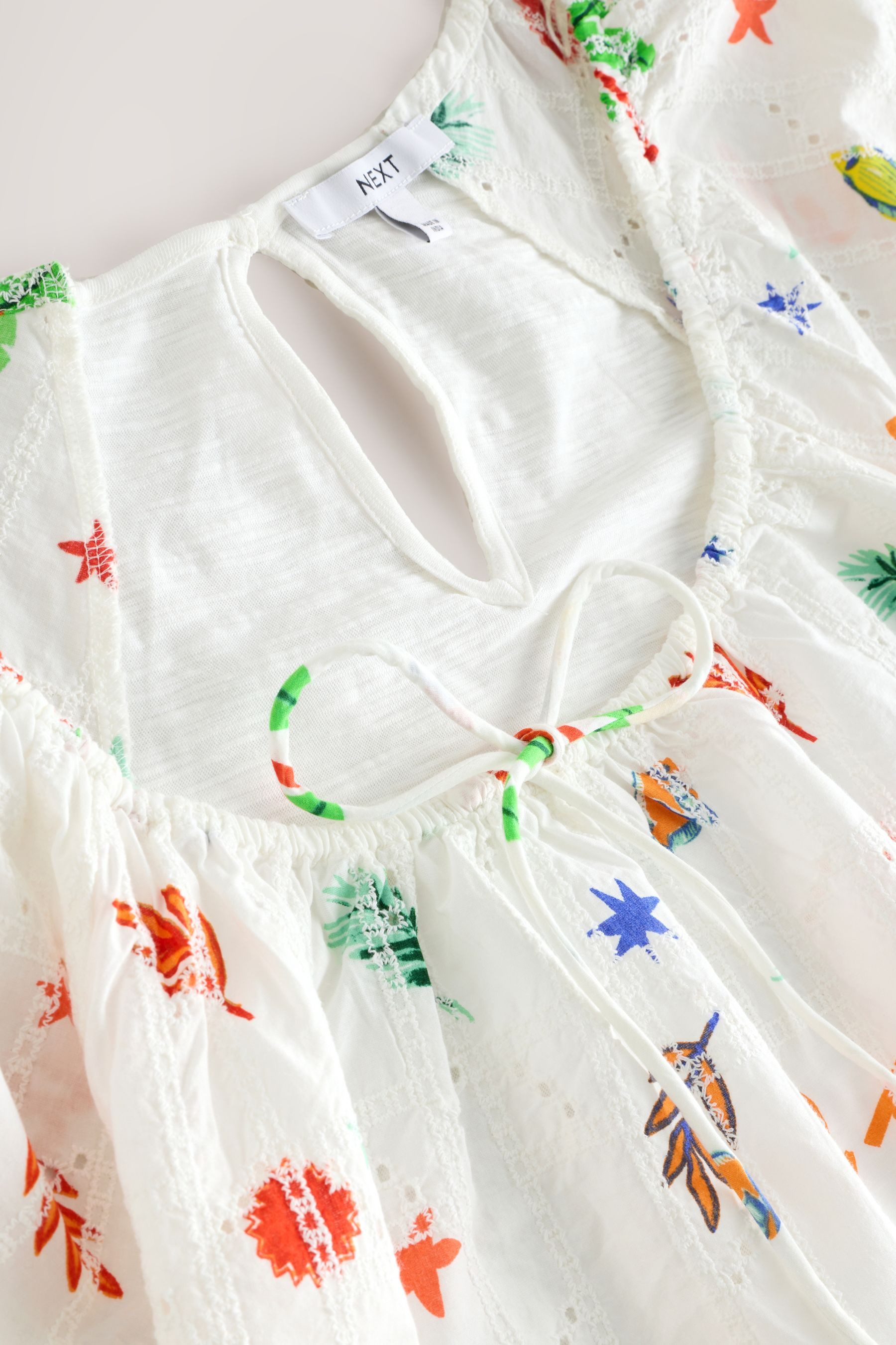 Next Kurzarmbluse Boho-Kurzarmoberteil mit Lochstickerei (1-tlg) günstig online kaufen