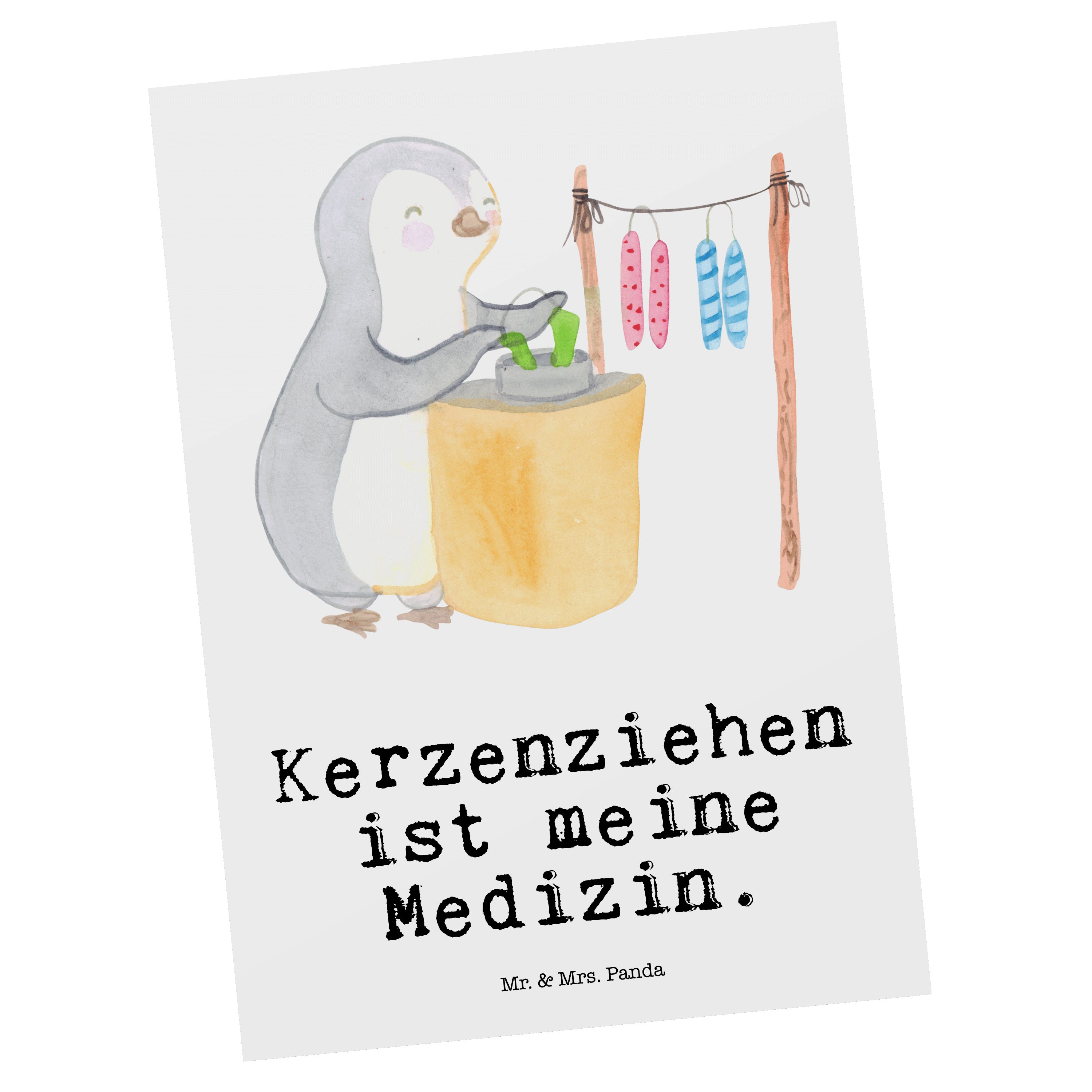 Mr. & Mrs. Panda Postkarte Pinguin Kerzenziehen Medizin - Weiß - Geschenk, Karte, Einladung, Ans