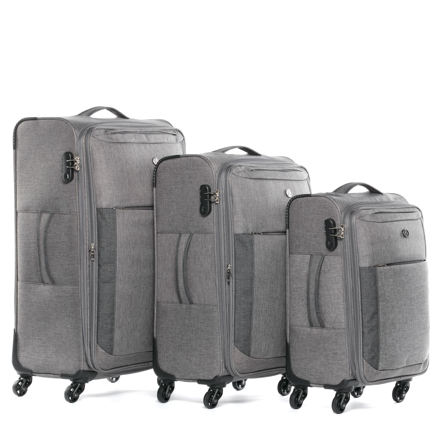 4 Koffer erweiterbar Trolley FERGÉ Reisekoffer Kofferset Set, 3er Rollen, teilig Premium Rollkoffer Saint-Tropez, 3 Weichschale