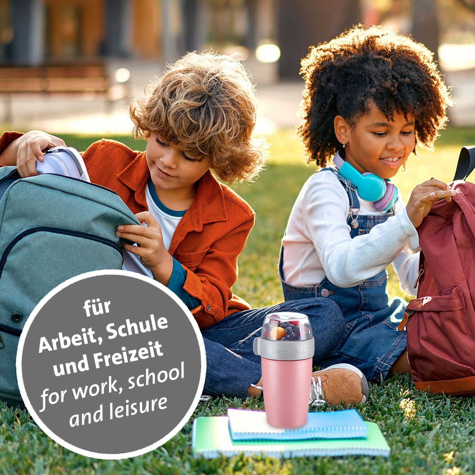 WESTMARK Mehrwegbecher, Kunststoff, (1-tlg), Joghurt-, Müsli-, Lunchbehälter, To Go, 200 + 500 ml, Made in Germany