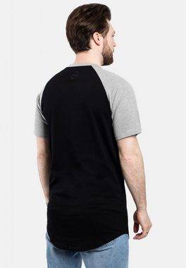 Blackskies T-Shirt Round Baseball Kurzarm Longshirt T-Shirt Schwarz-Grau Small