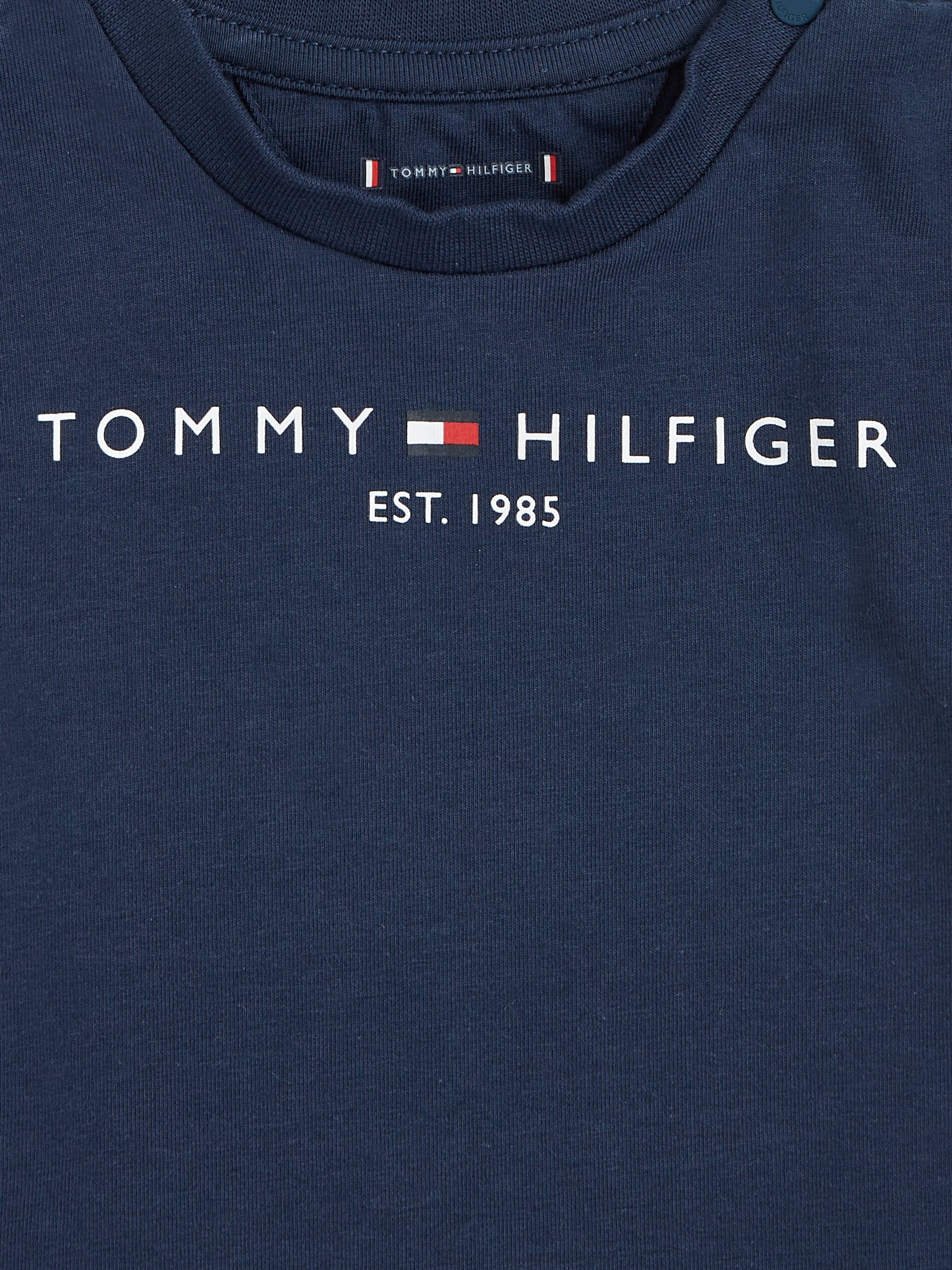 Tommy Hilfiger Rundhalsshirt BABY S/S ESSENTIAL mit Tommy Twilight_Navy Hilfiger TEE Logo-Schriftzug
