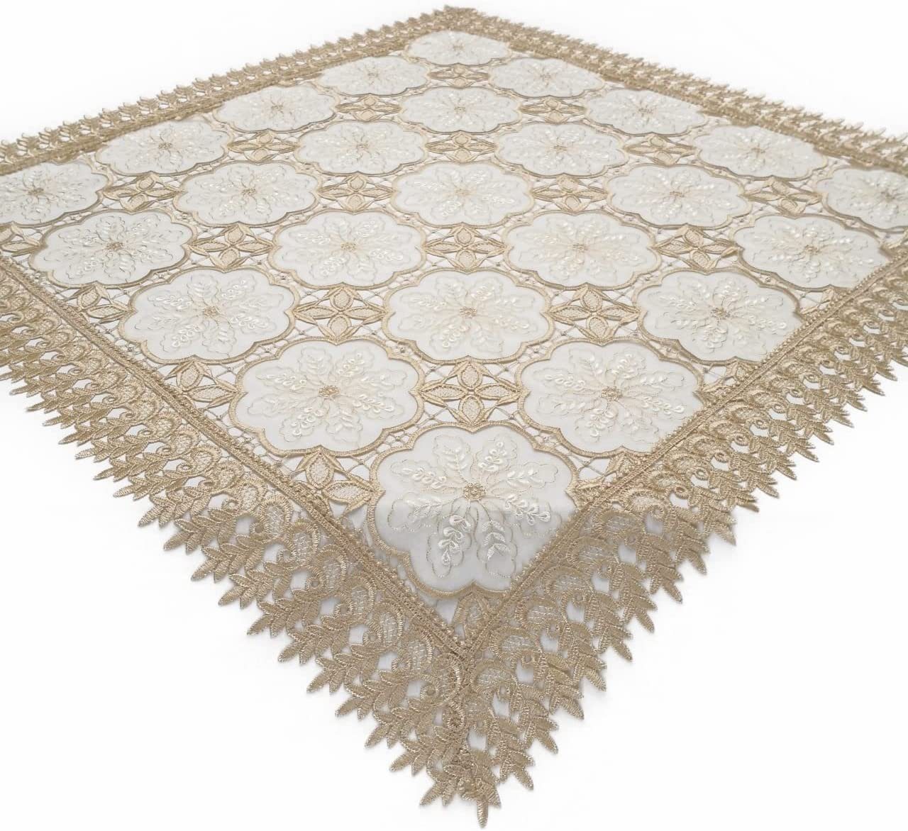 Tischdecke Spitzeneinsatz / Mitteldecke / 85x85cm / TW-2410014
