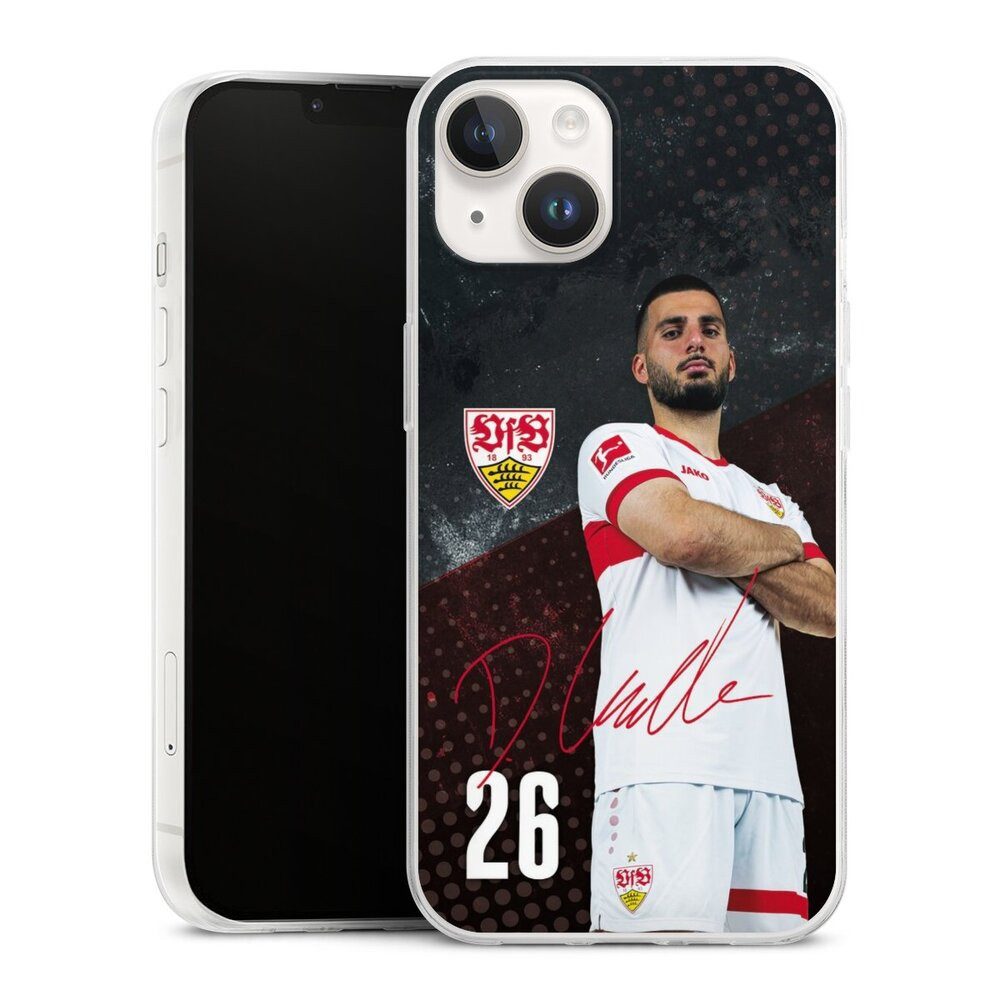 DeinDesign Handyhülle VfB Stuttgart Deniz Undav Offizielles Lizenzprodukt Deniz Undav 24/25, Apple iPhone 14 Slim Case Silikon Hülle Ultra Dünn Schutzhülle