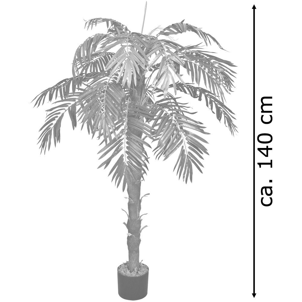 Künstliche Kunstpflanze Kunstpflanze Pflanze Decovego, Palme Kokos Palmenbaum 140 cm Decovego Königs