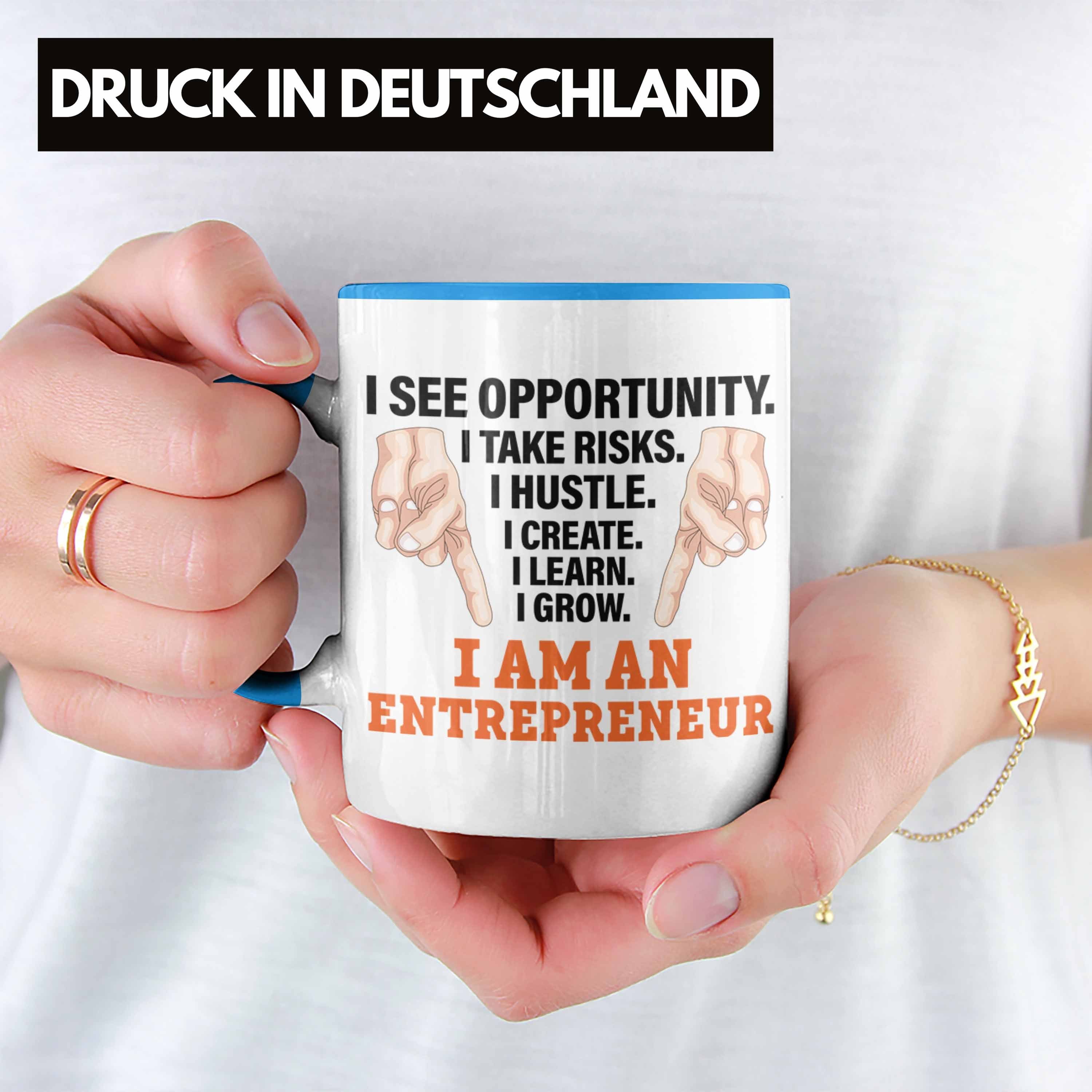Selbstständig Geschenk Blau Spruch - Tasse Trendation Idee Trendation Entrepreneur Motivation Tasse Entrepreneurship