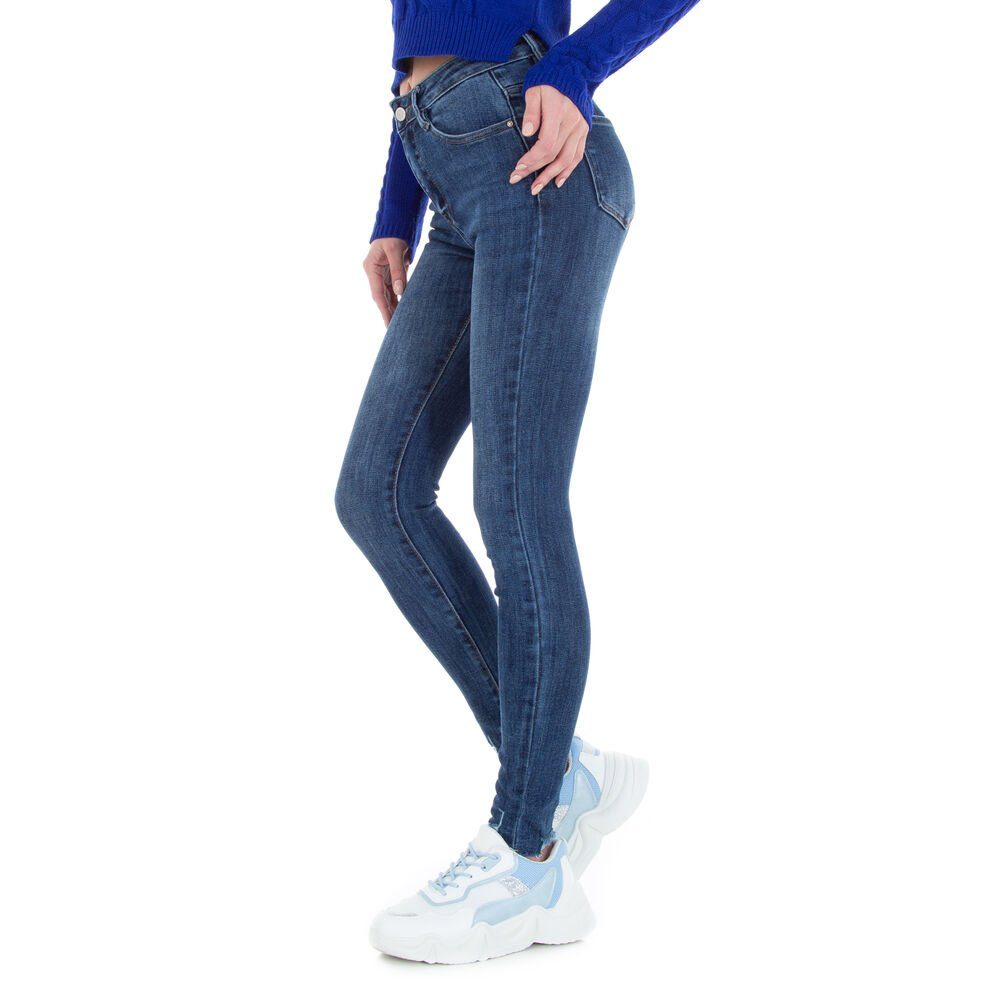 Damen Retro Skinny Jeans Stretch in Ital-Design Skinny-fit-Jeans Blau