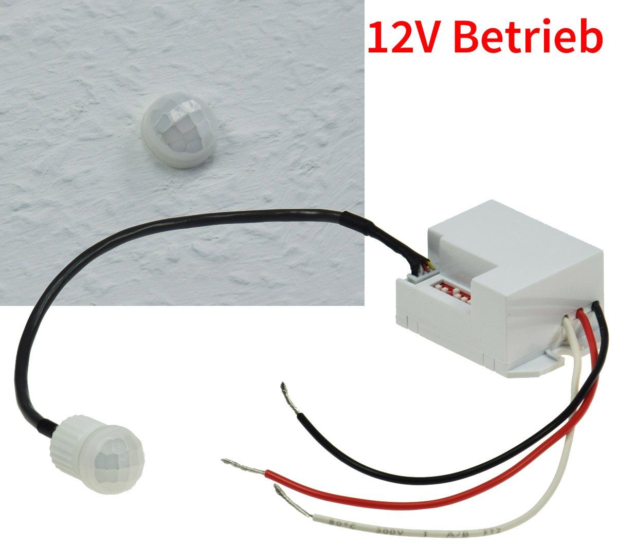 ChiliTec Bewegungsmelder Mini Einbau Bewegungsmelder 12V= DC 5A 1-60W LED geeignet 56x34x25mm Micro Einbau Sensor Weiß