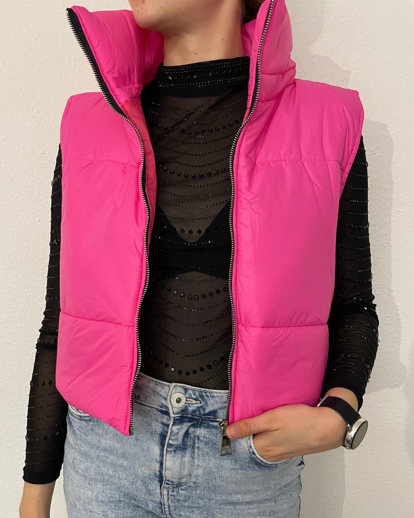 ONE kurze VIBES Steppweste - SIZE hier ITALY passt Steppweste XS Weste  cropped pink Gr. - AMBRA L - -