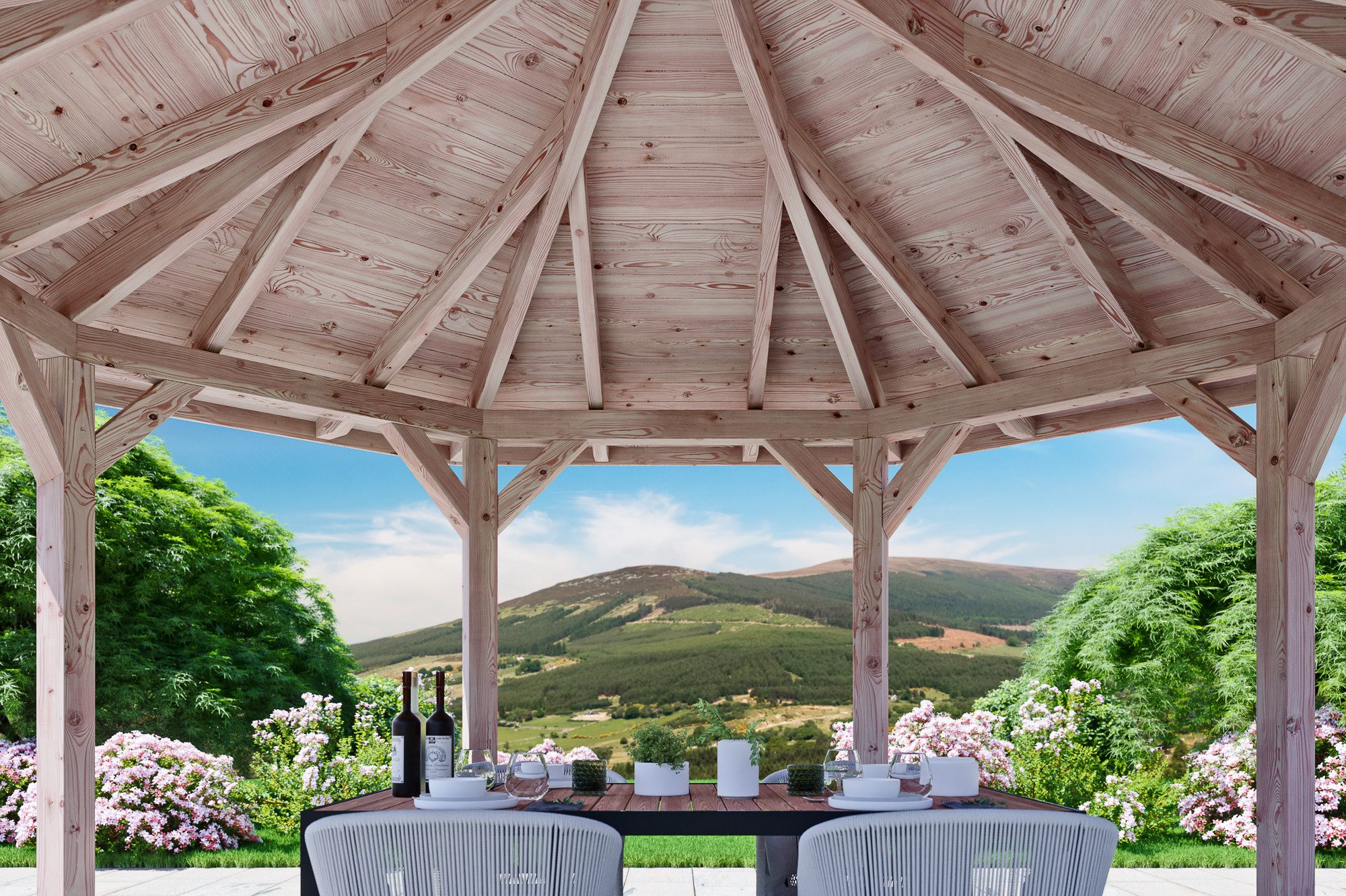 Skanholz Holzpavillon Lyon 2, Douglasie, 399 x 399 cm