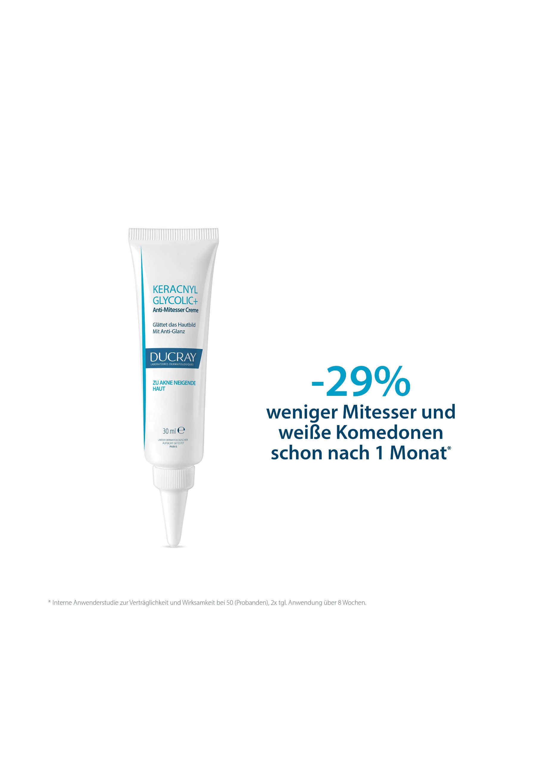Ducray Gesichtspflege KERACNYL Glycolic+ Anti-Mitesser Creme, reduziert Mitesser & glättet das Hautbild