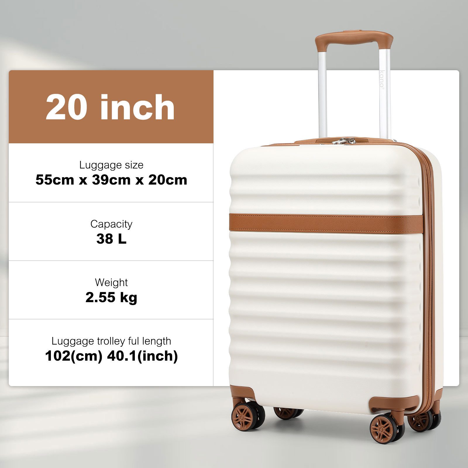 KONO Kofferset, Hartschalenkoffer (55/65/75 cm)+20L Kabinenrucksack (40x20x günstig online kaufen
