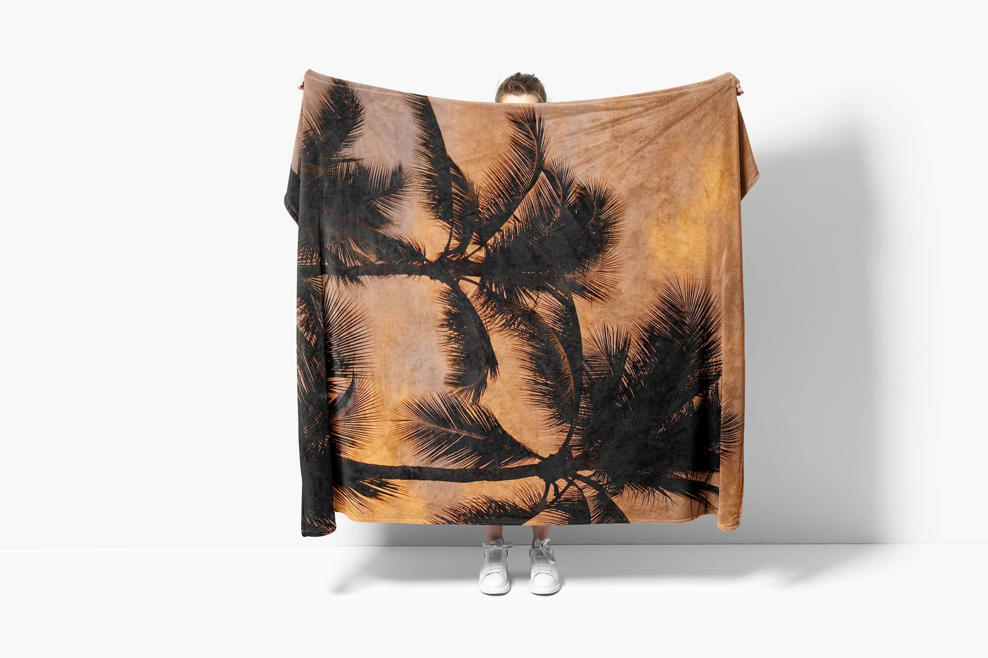 Fotomotiv Kuscheldecke Handtuch (1-St), Handtücher Aben, Strandhandtuch mit Baumwolle-Polyester-Mix Palmen Sinus Saunatuch Himmel Art Handtuch