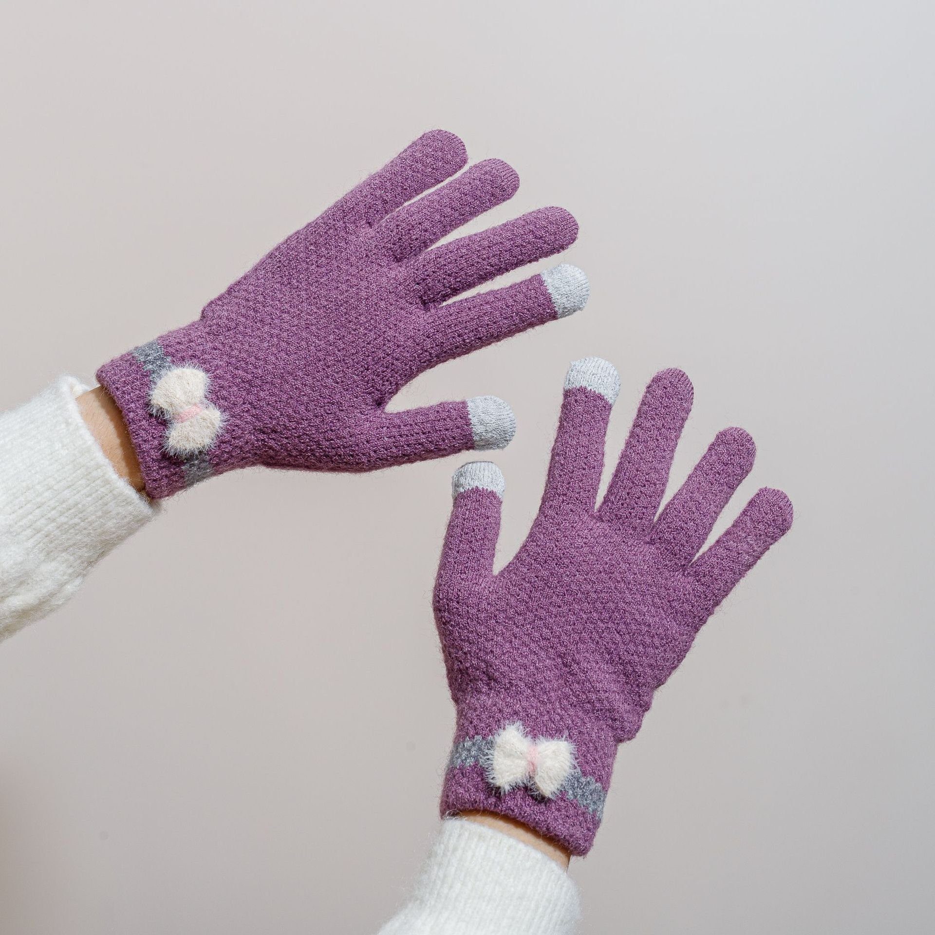 Warm Paar Touchscreen gestrickte Strickhandschuhe Handschuhe 1 ZanMax Handschuhe Dunkelviolett Winter