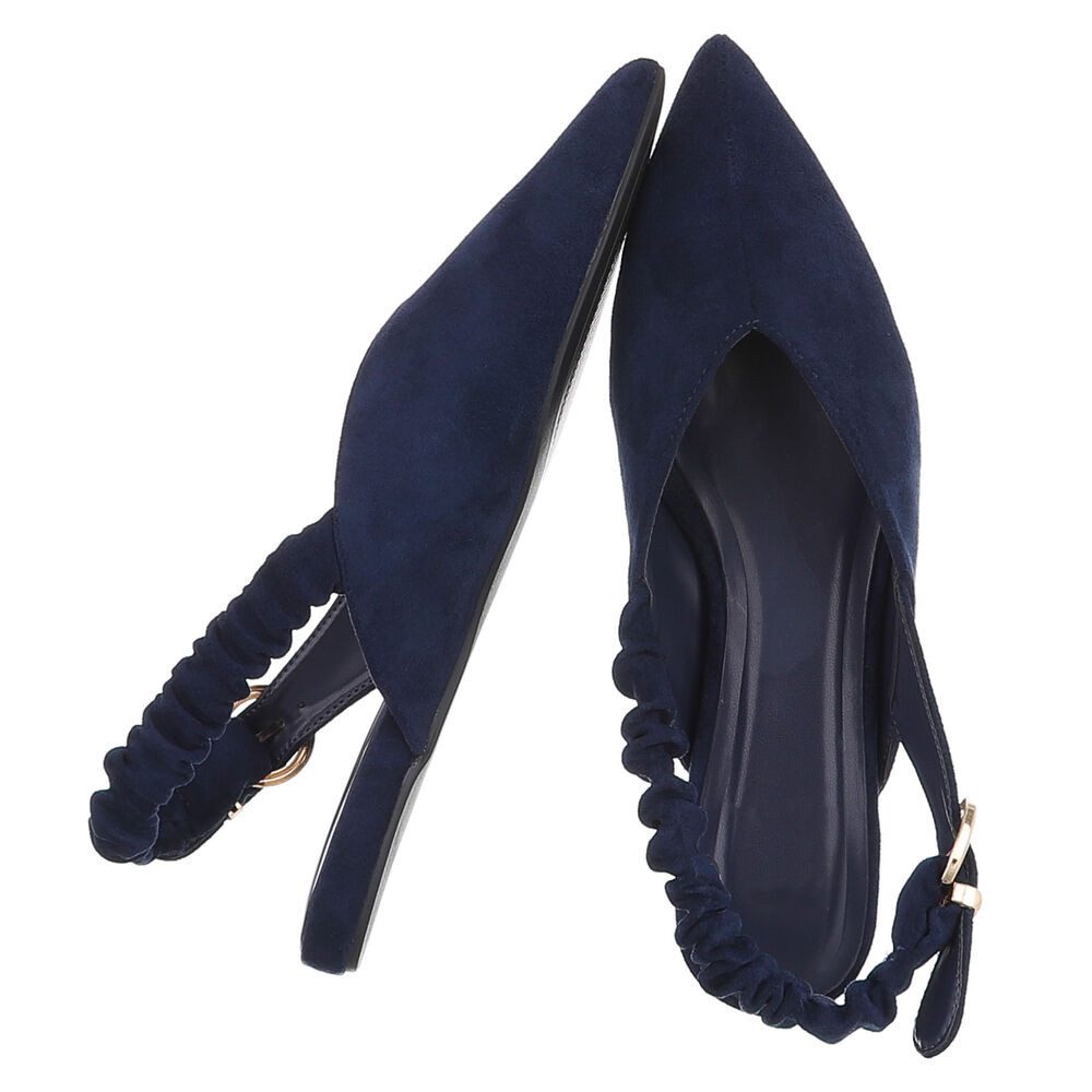 Ital-Design Damen Slingback Schuh flach mit Metallschnalle Schnürpumps (92078985) Flach Schnür- & Riemchenpumps in Dunkelblau