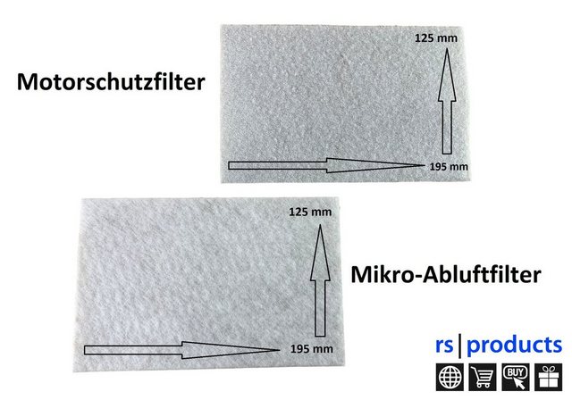 rs-products Filter-Set, >> universal Staubsaugerfilter-Set, bestehend aus: 1 x Mikro-Abluftfilter (Microfilter) und 1 x Motorschutzfilter zuschneidbar für alle Staubsaugertypen
