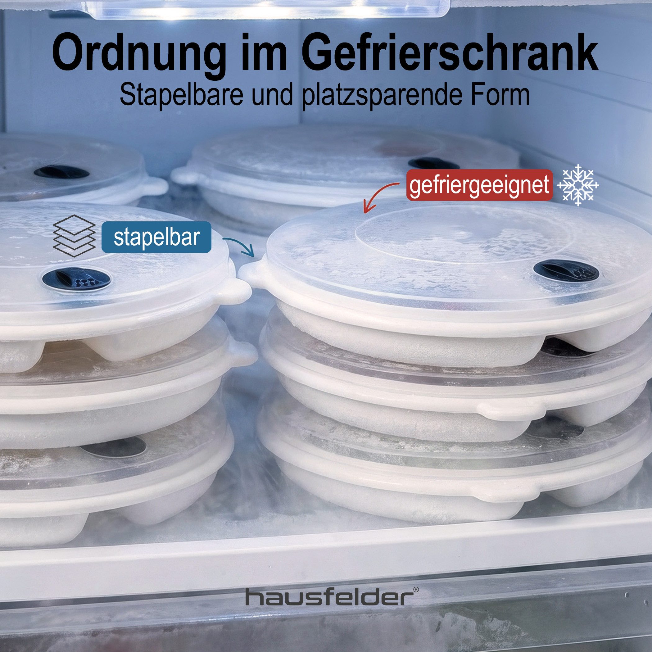 Hausfelder Mikrowellenteller Mikrowellenteller mit Deckel (2er Set), für Temperaturen von - 20°C bis + 100°C geeignet, mit Dampfventil