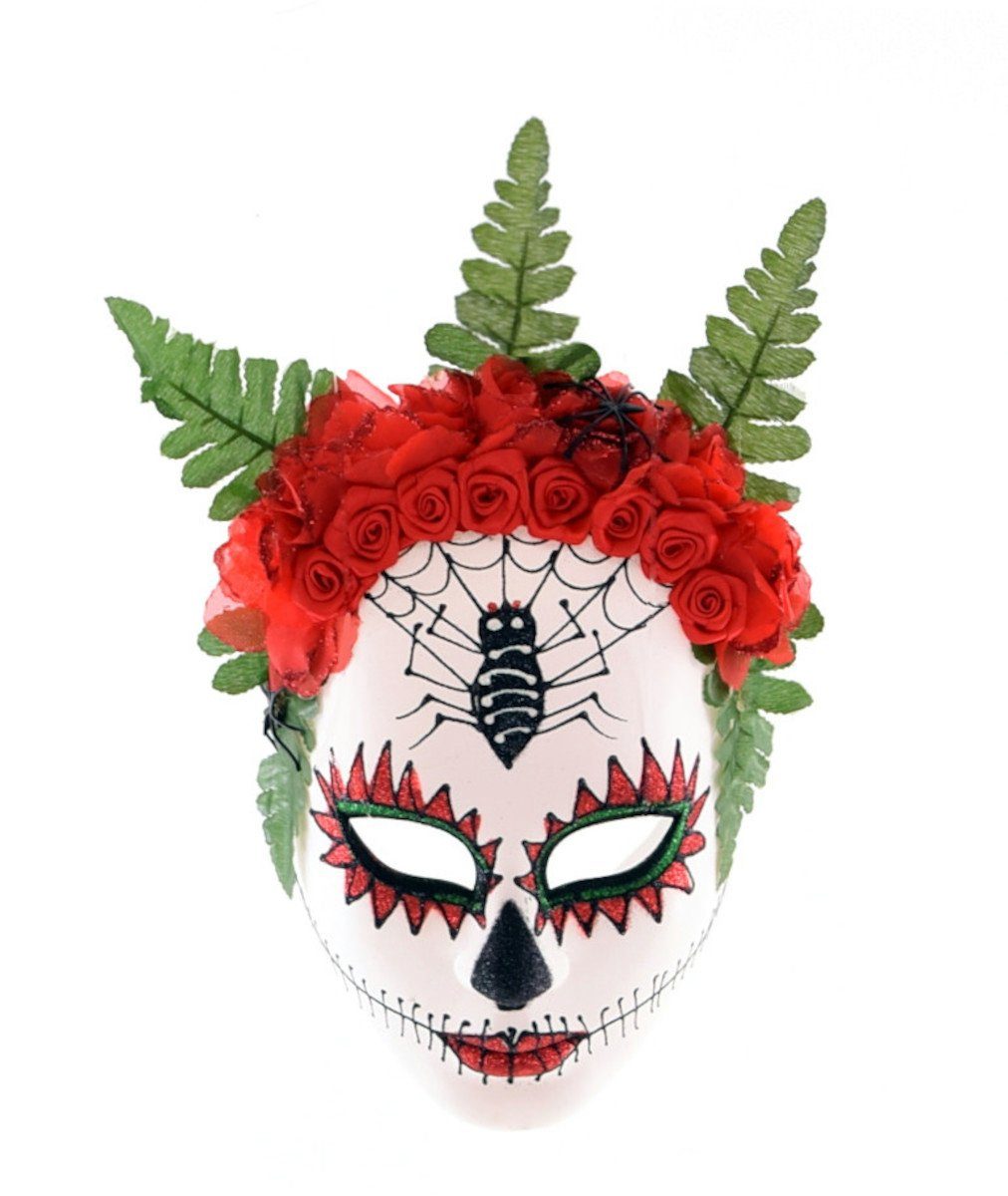 F.I.G. Kostüm Halloween - Maske mit Blumen und Spinne (18x22cm)
