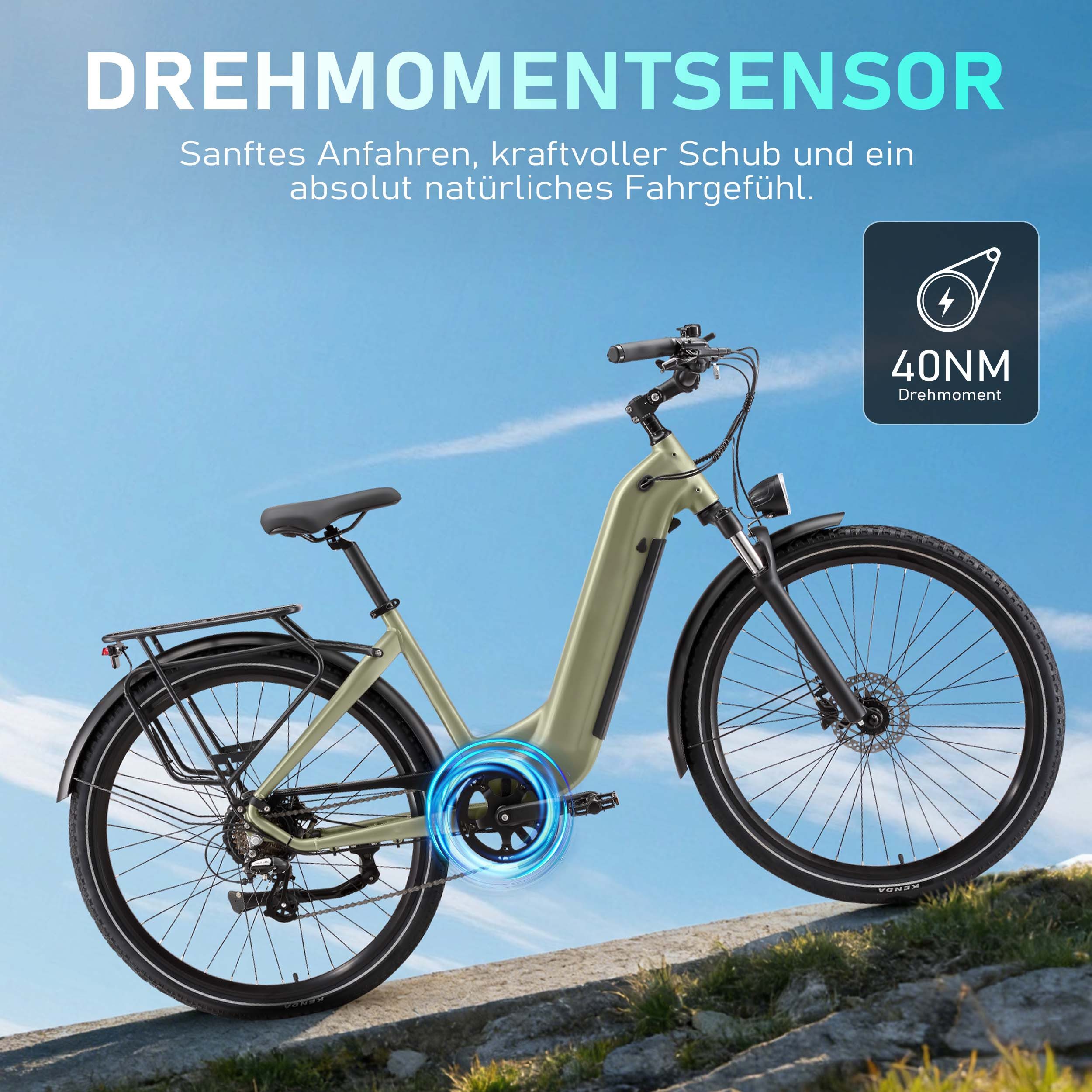 Vankel E-Bike Cityrad Marathon E-Fahrrad Damen u. Herren 810WH Pedelec, 36V 22,5AH 100 km, Kettenschaltung, Heckmotor, 810 Wh, Cityrad 7 Gang Shimano,Scheibenbremsen, Kettenschaltung