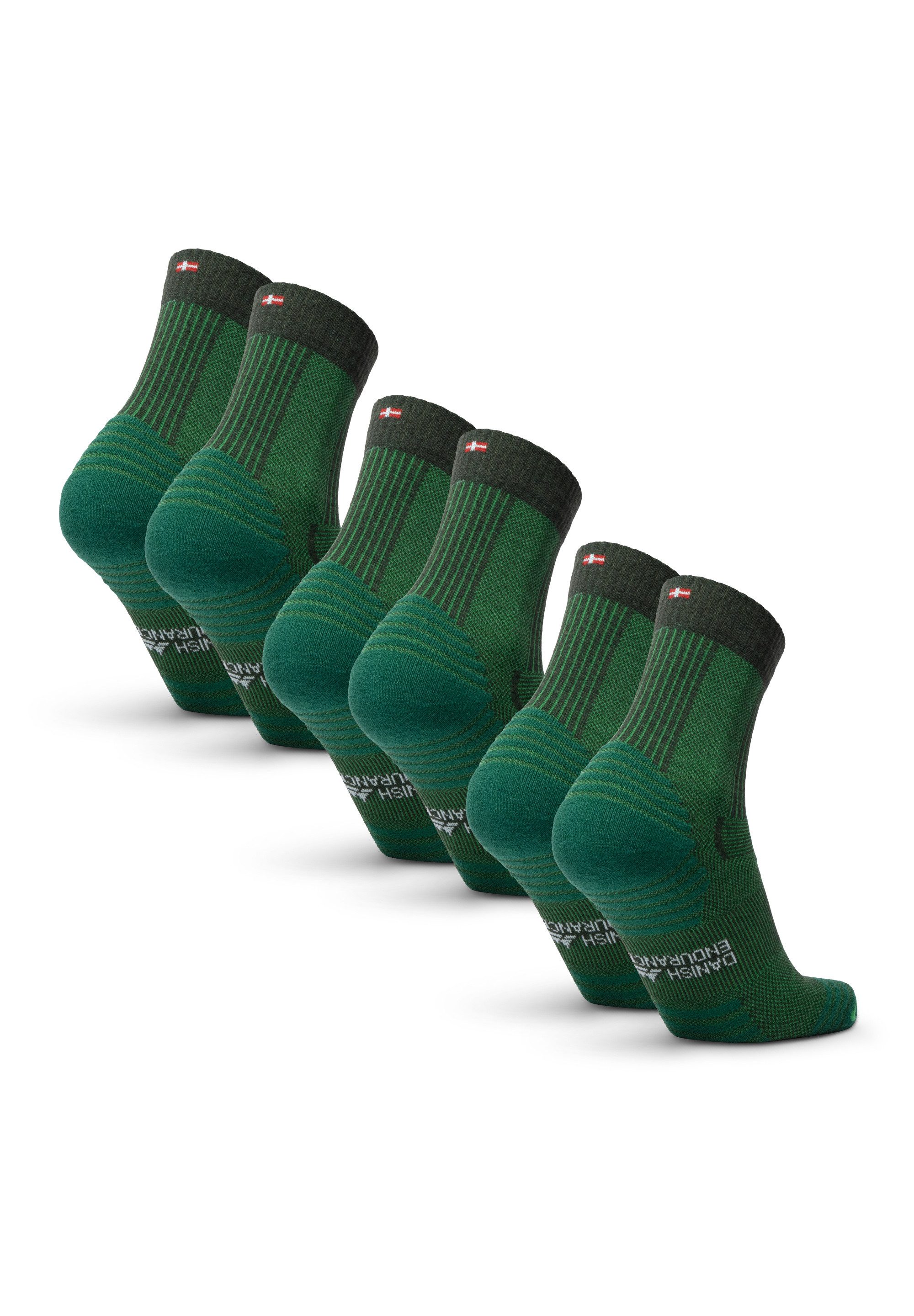 DANISH ENDURANCE Basicsocken Light Hiking Crew (3-Paar) Leicht & gepolstert, Anti-Blasen Socken, Ideal zum Wandern