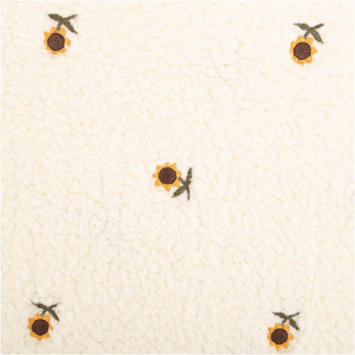 SCHÖNER LEBEN. Stoff Teddystoff Bouclé Sonnenblumen Meterware ecru 140 cm