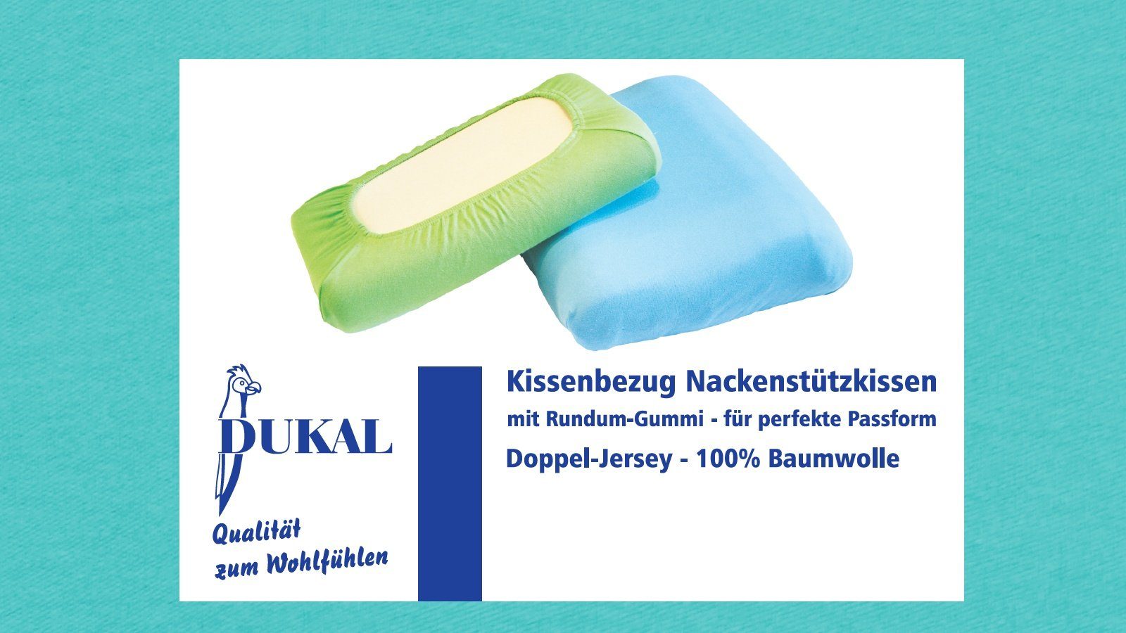 Kissenbezüge Grosana airflex CLASSIC/SPRING/TRAVEL, DUKAL (1 Stück), TRAVEL Typ MJ, aus hochwertigem Doppel-Jersey, 100% Baumwolle, mit Spannumrandung, Made in Germany Türkis