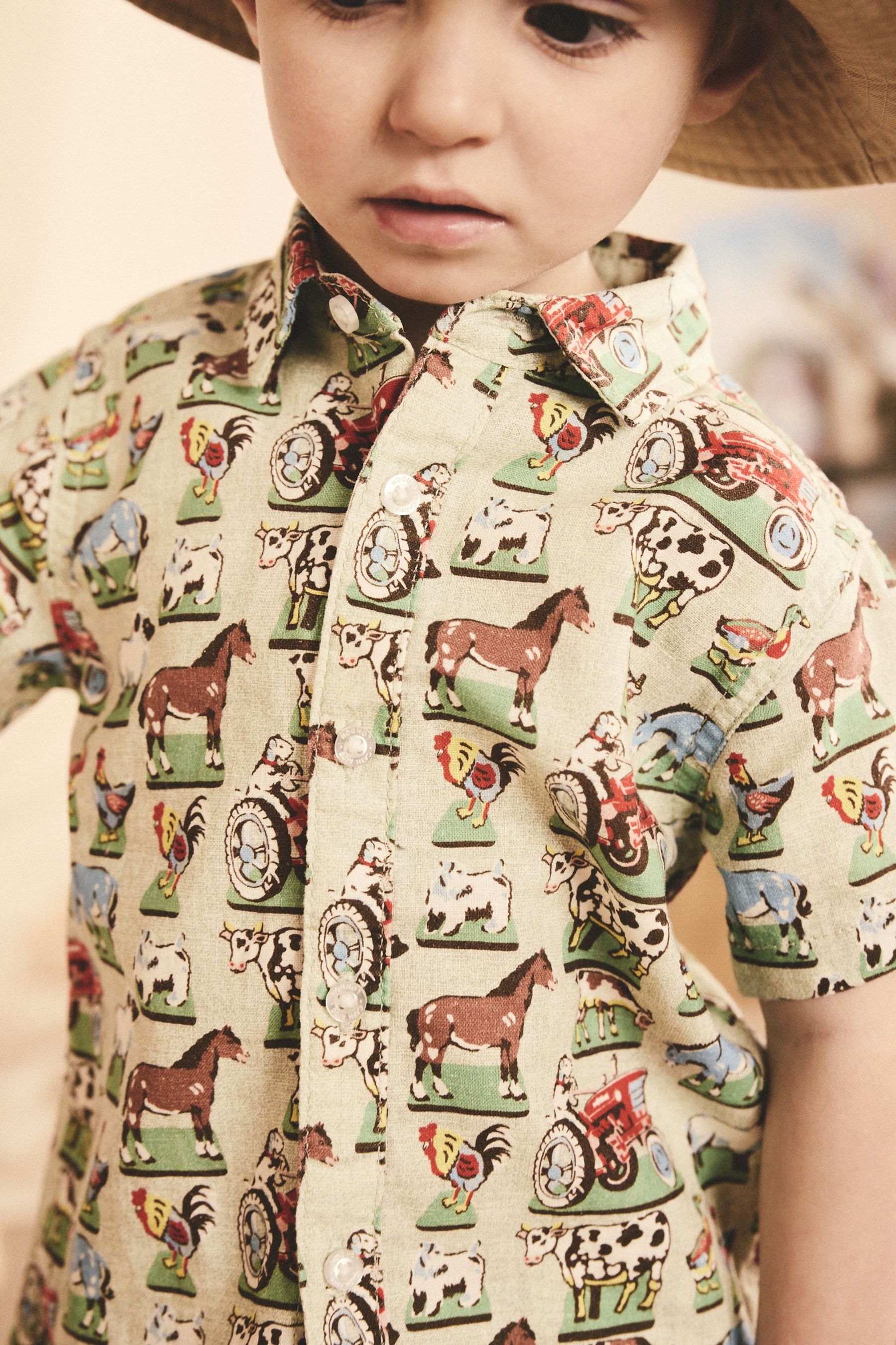 Next Shirt & Shorts Hemd und Shorts aus Leinengemisch im Set (2-tlg)