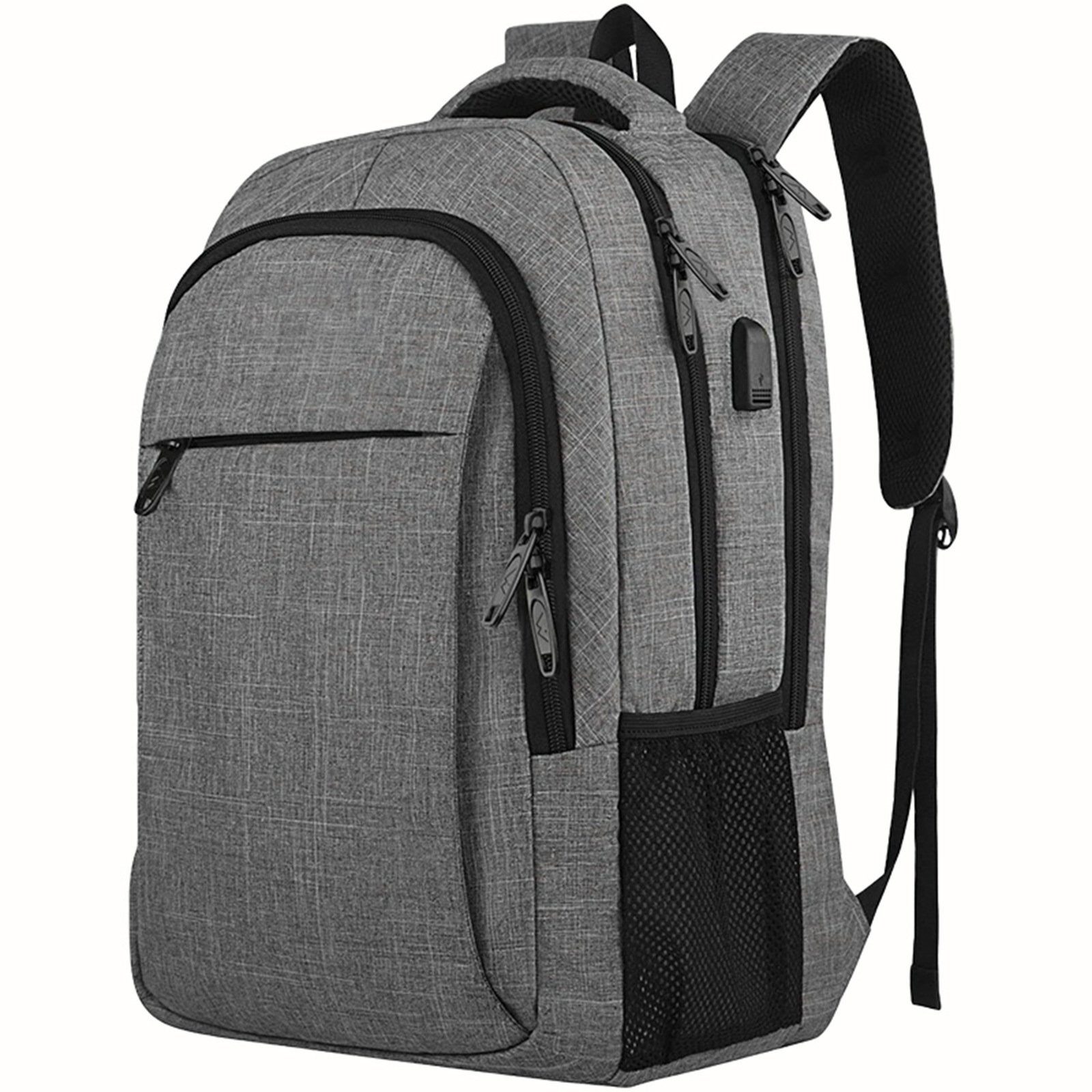 REDOM Laptoprucksack Herren Damen Business Rucksack wasserdicht Laptoptasche (Daypack mit USB Ladeanschluss, Anti-Diebstahl, mit Koffergurt), für Arbeit Uni Reise Freizeit Business