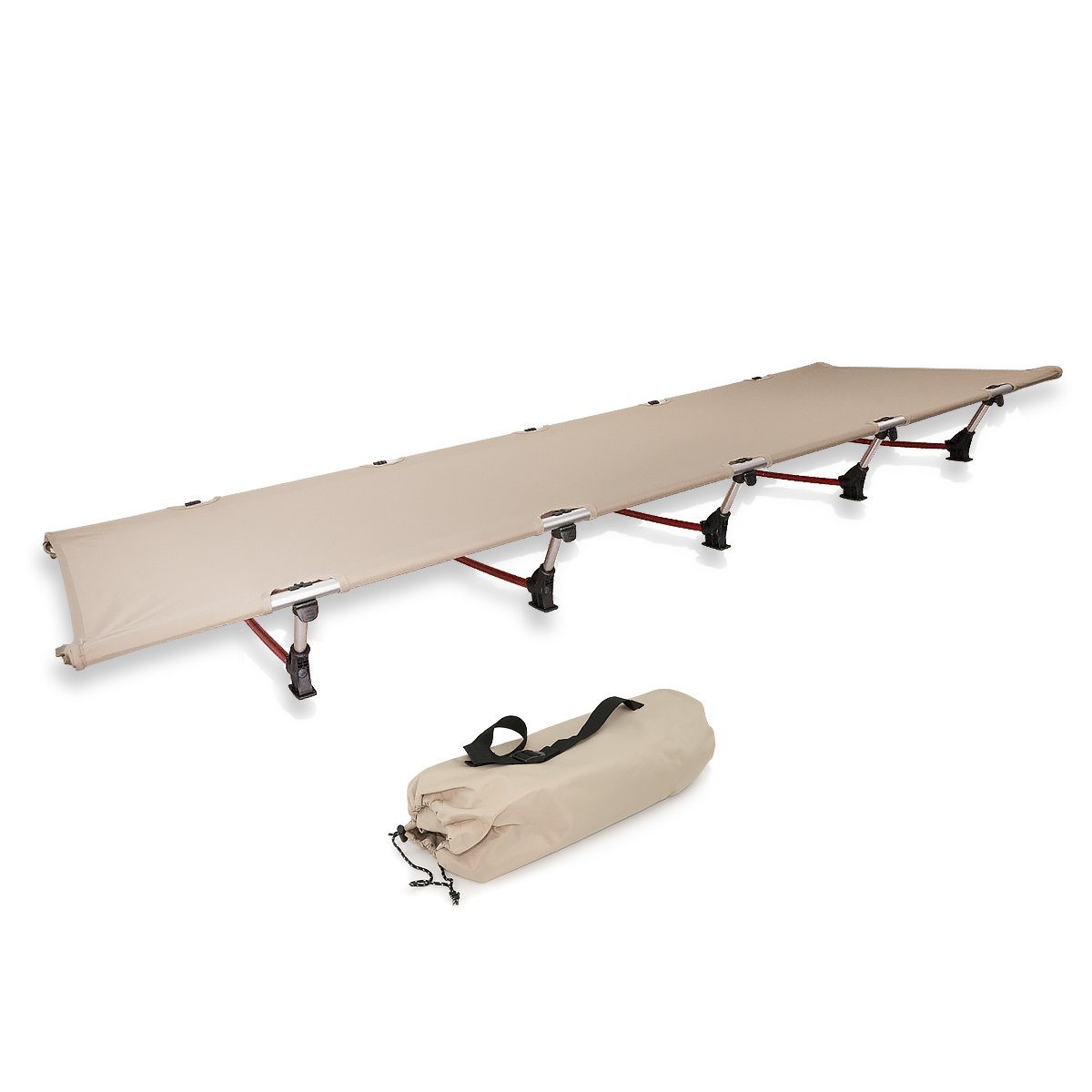MidGard Klappbett Zeltbett Reisebett Outdoorbett Campingbett aus Aluminium Polyester bis 140 kg belastbar! Perfekt für Zelten, Wanderung, Reisen