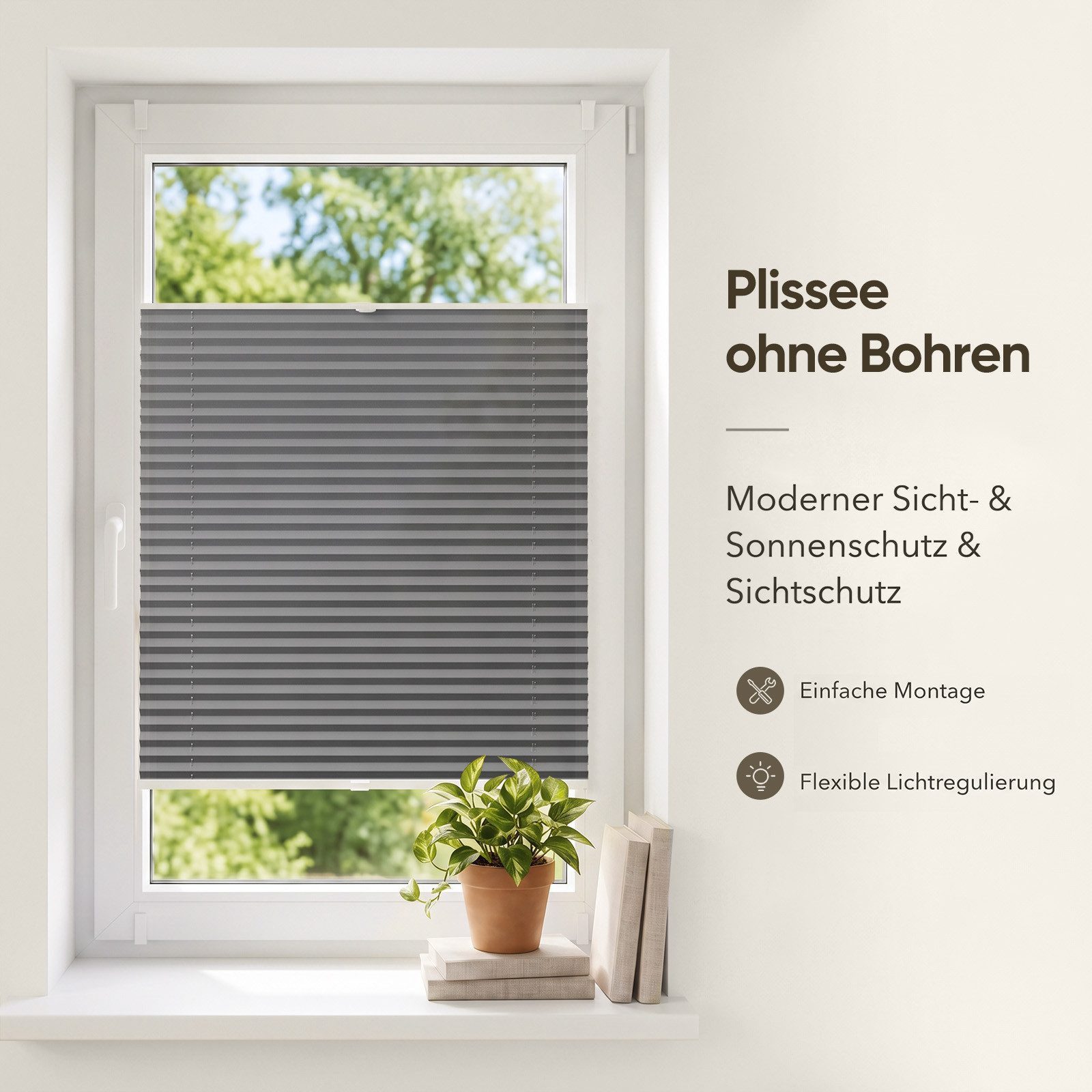 Sekey Plissee Plissee ohne Bohren Klemmfix verspannt für Fenster & Tür Lichtschutz, blickdicht, Klemmfix Montage ohne Bohren, Klemmfix, Faltenstore Klemmfix Lic – Bild 2 von 5