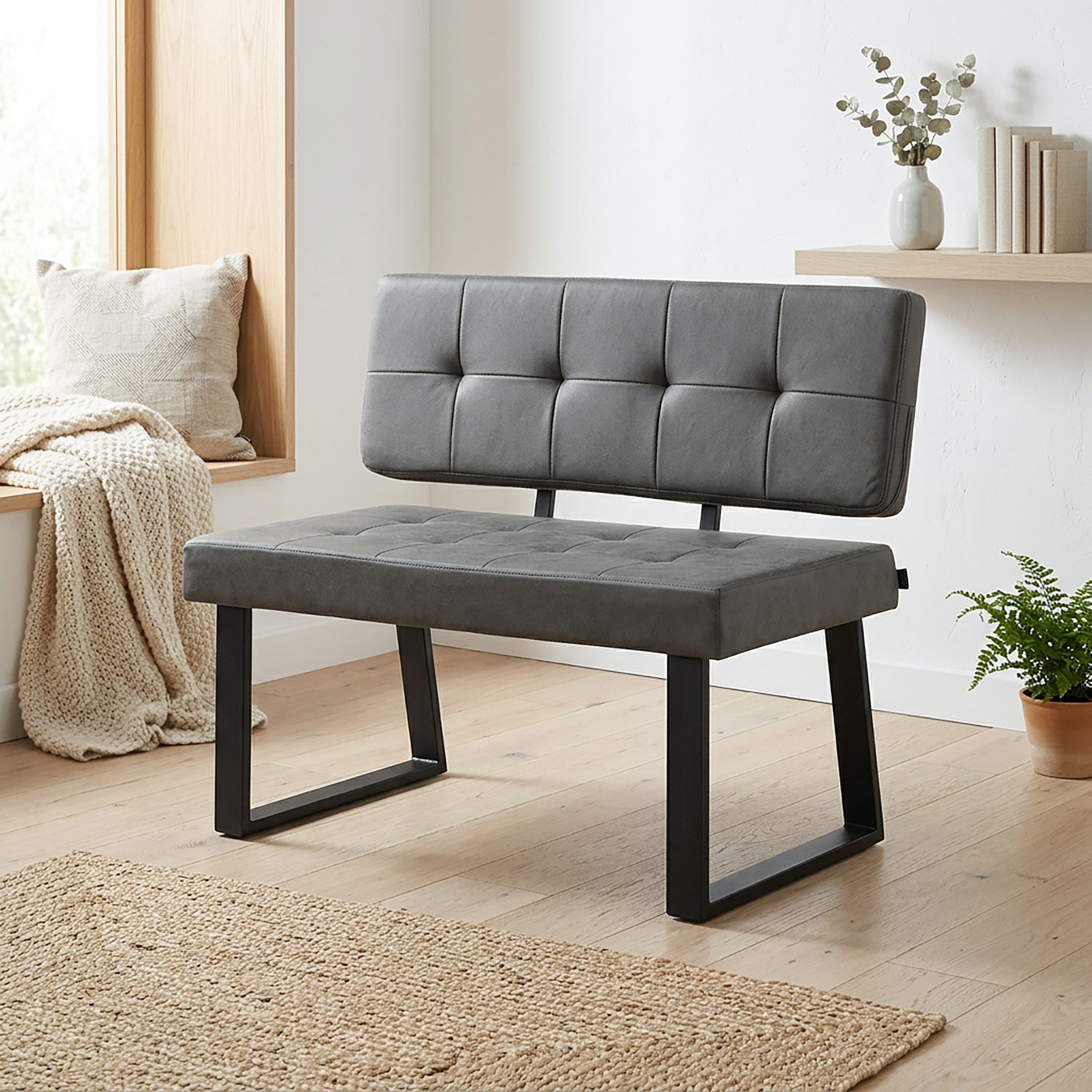 B&D home Essbank SIGFRID (1-St), gepolstert, Metallgestell, mit/ohne Rückenlehne, in 100/120/140/160cm