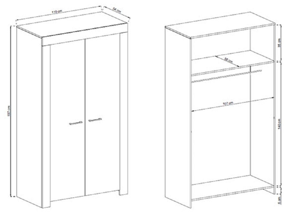 x cm 54 SKY Schrank) Stauraumschrank x Feldmann-Wohnen 197 cm B/T/H: 110 cm (Kleiderschrank,