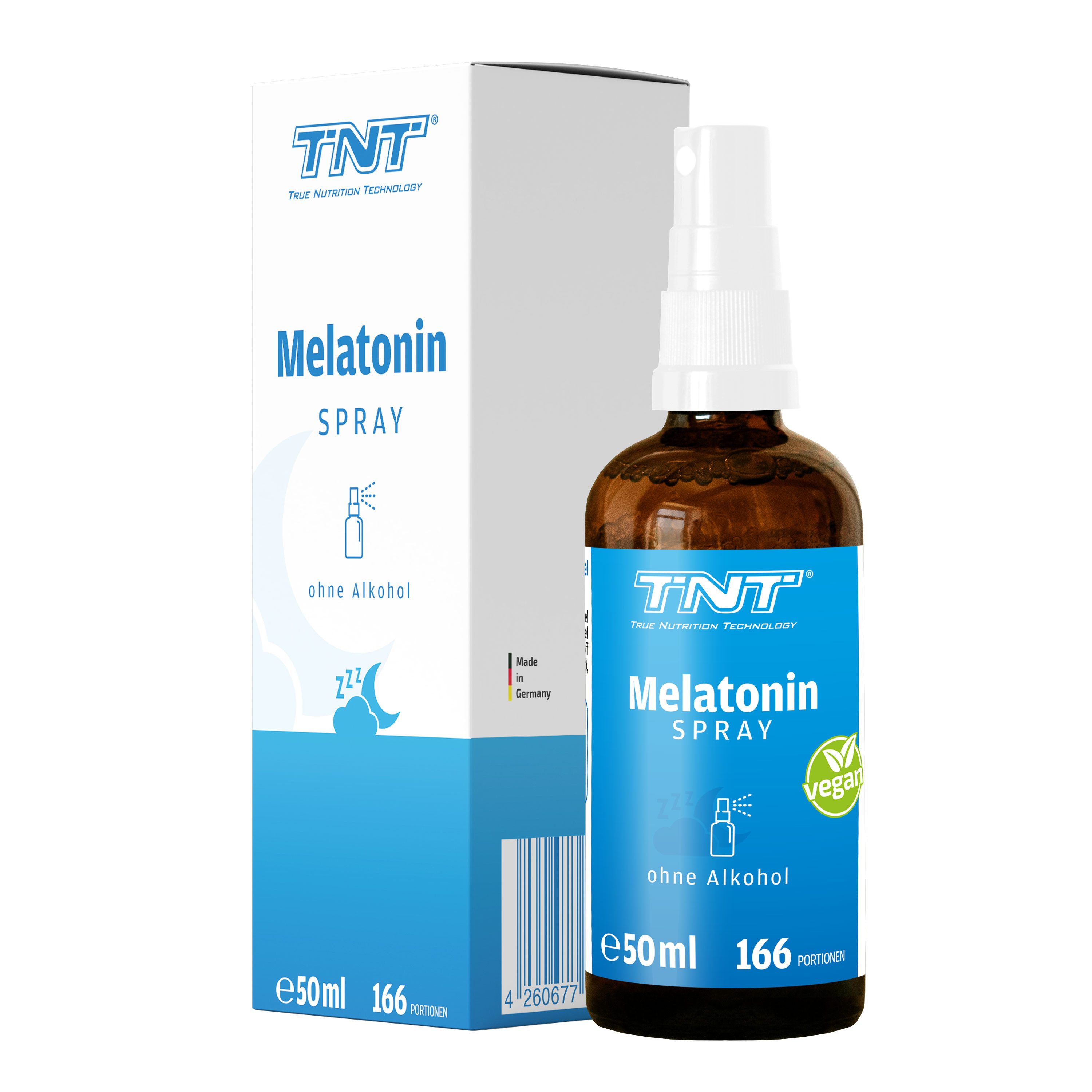 TNT (True Nutrition Technology) Melatonin Spray auf Wasserbasis ohne Alkohol • Einschlafspray Spray, 50 ml