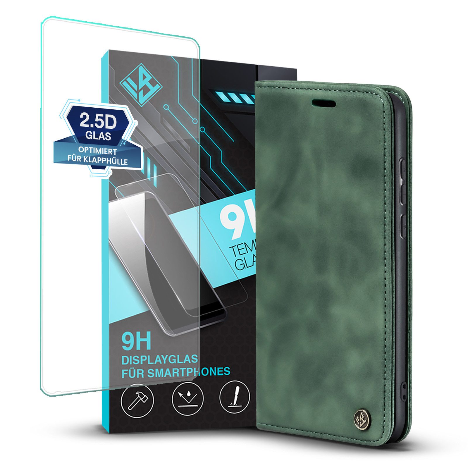 Tec-Expert Handyhülle Handyhülle Tasche Klapp Hülle für Huawei P20 Lite 5.84 Zoll, 5.84, Cover Klapphülle Case mit Kartenfach aufstellbar mit Displayglas